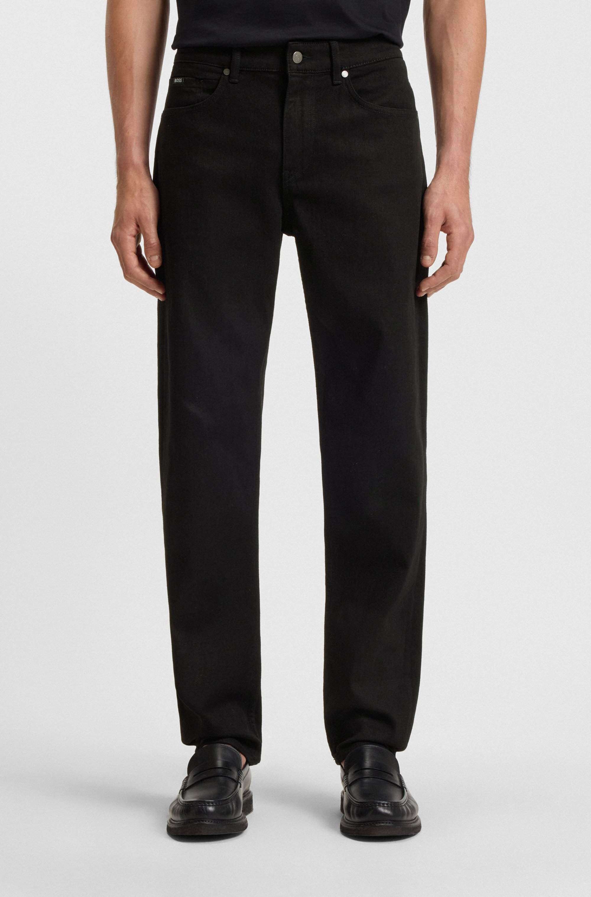Maine regular-fit jeans in Italian black stretch denim