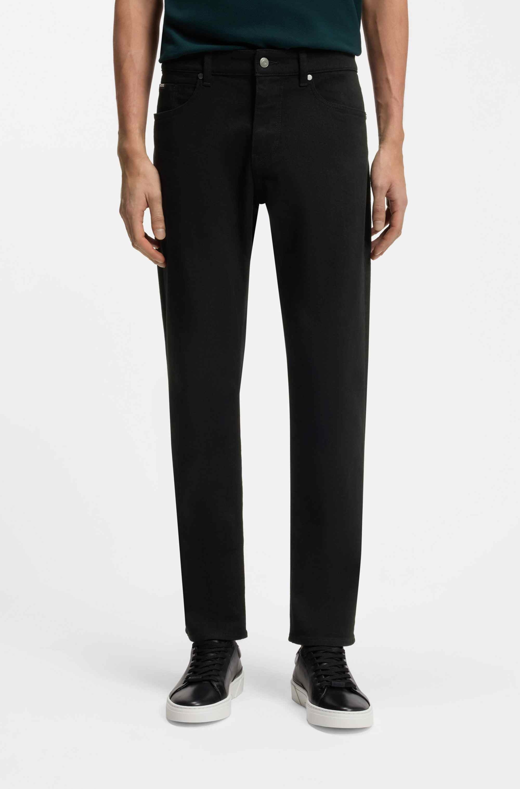 Maine regular-fit jeans in Italian black stretch denim