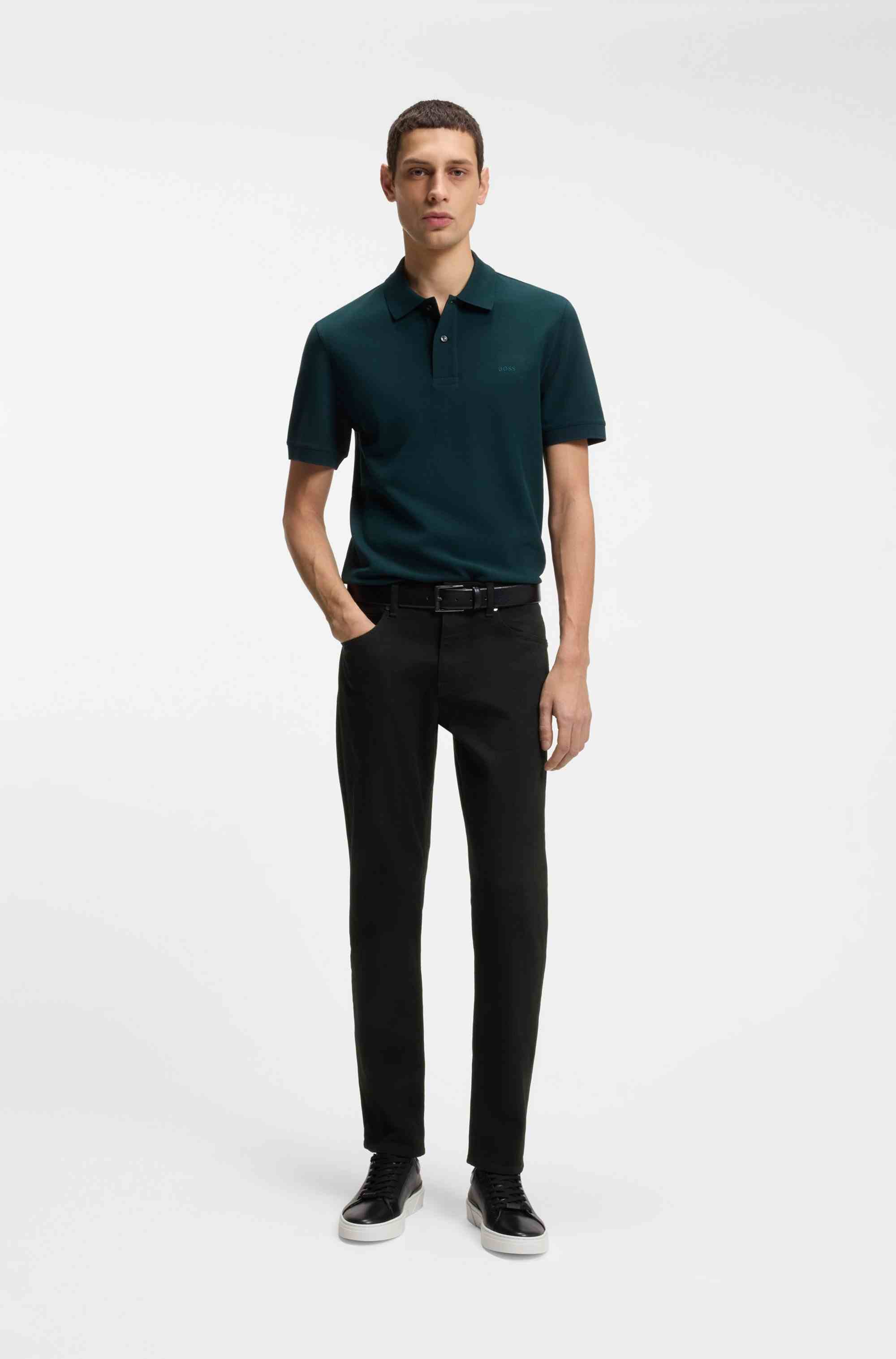 Maine regular-fit jeans in Italian black stretch denim