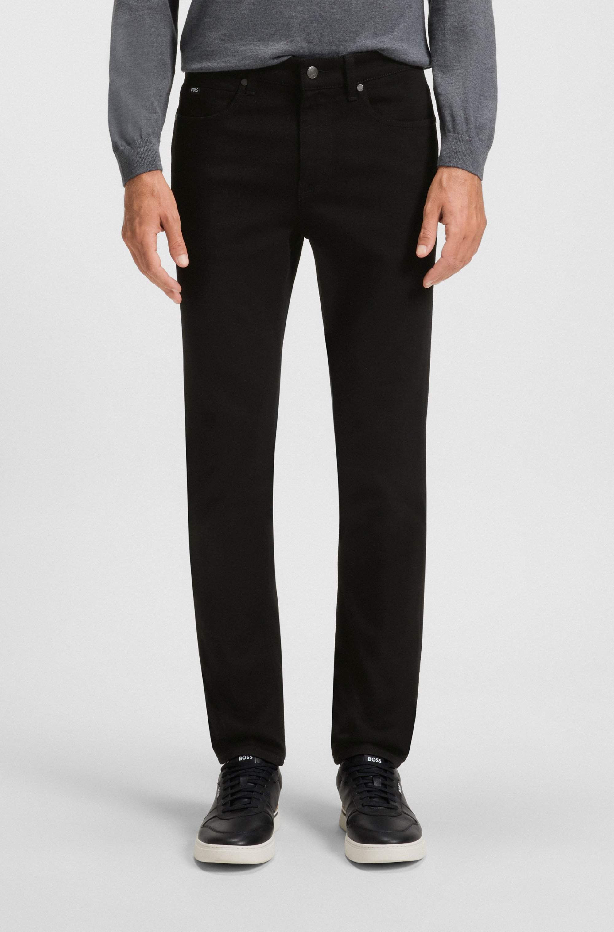 Delaware slim-fit jeans in Italian black stretch denim