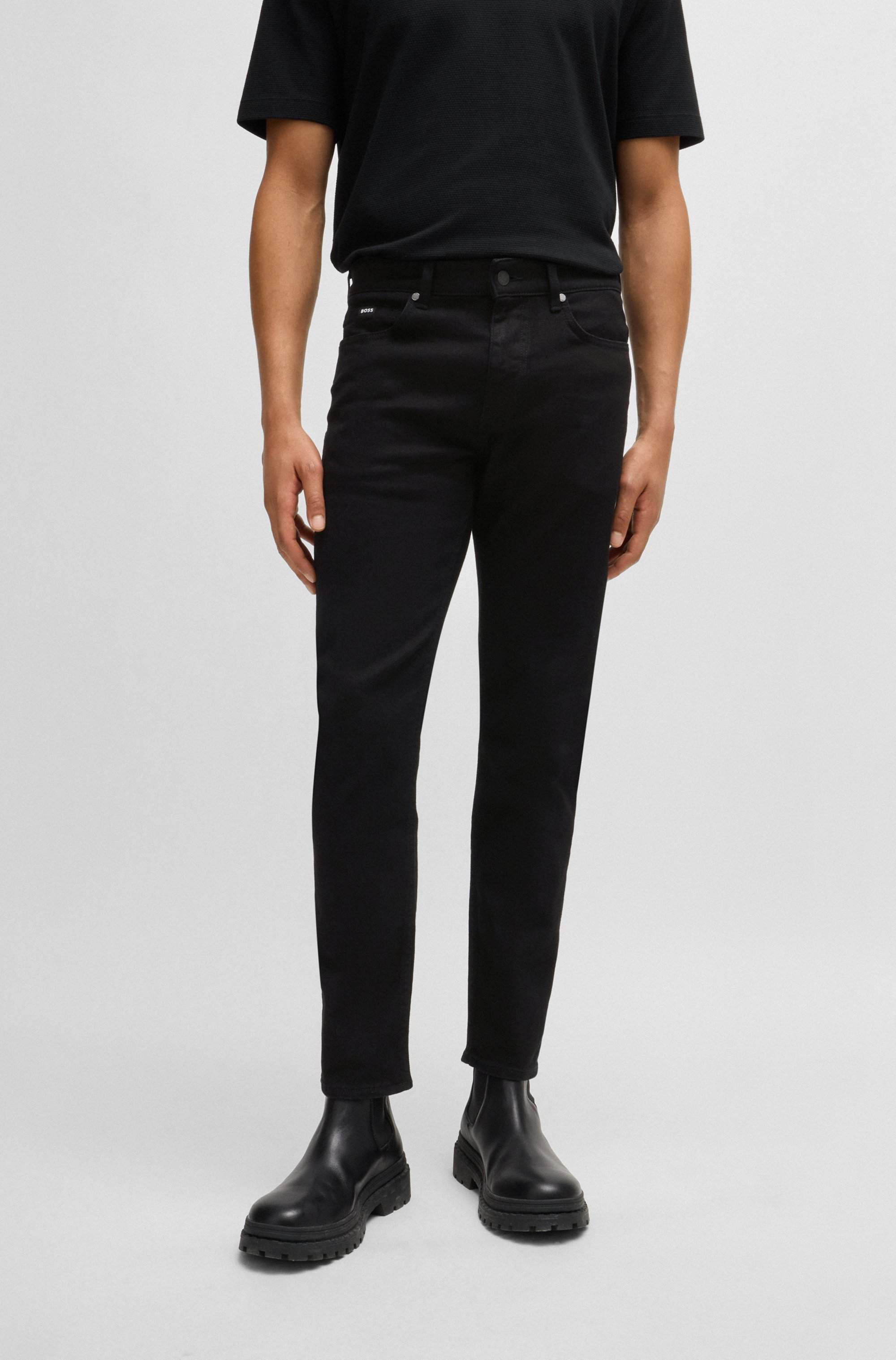 Delaware slim-fit jeans in Italian black stretch denim
