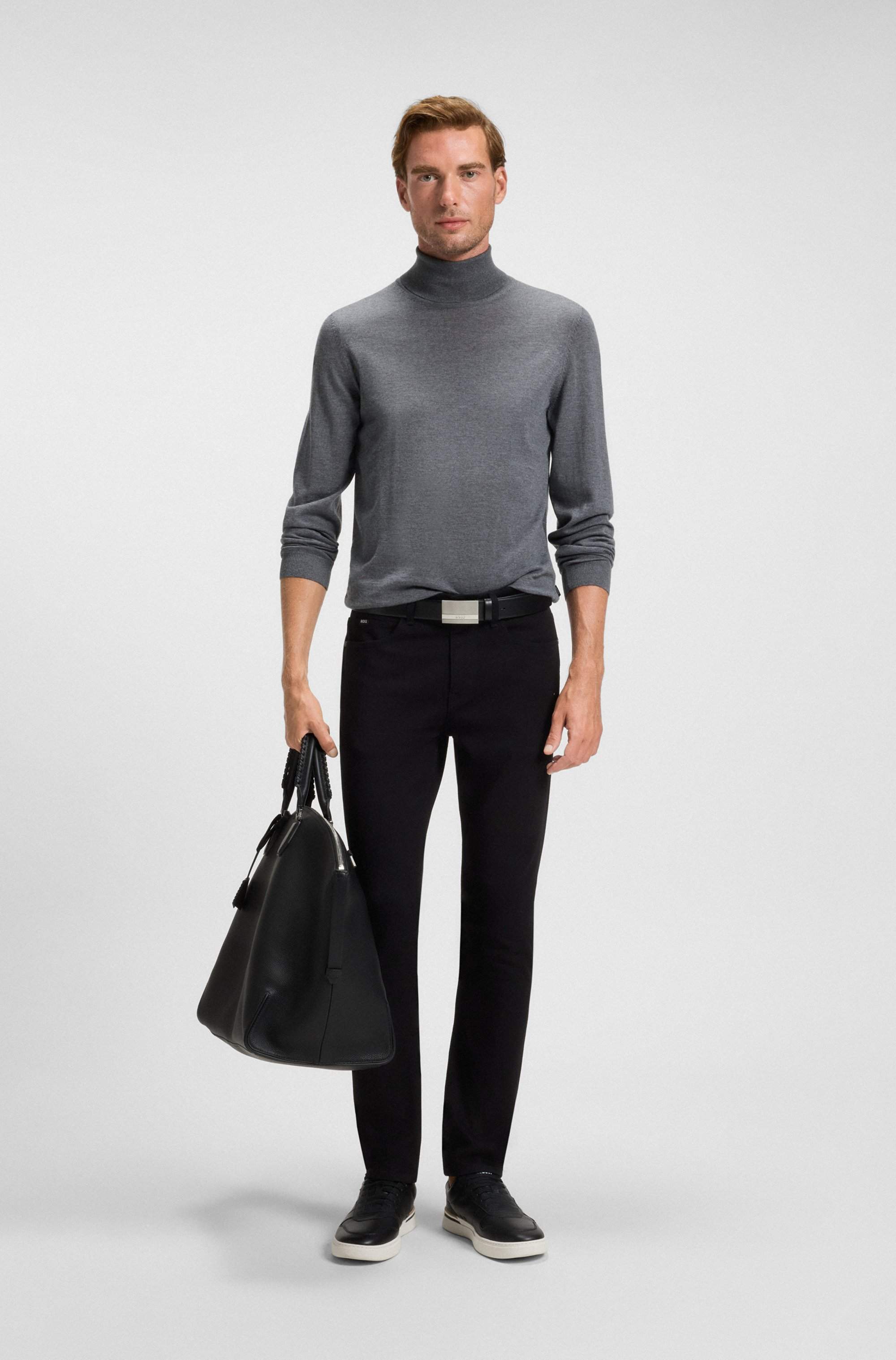 Delaware slim-fit jeans in Italian black stretch denim