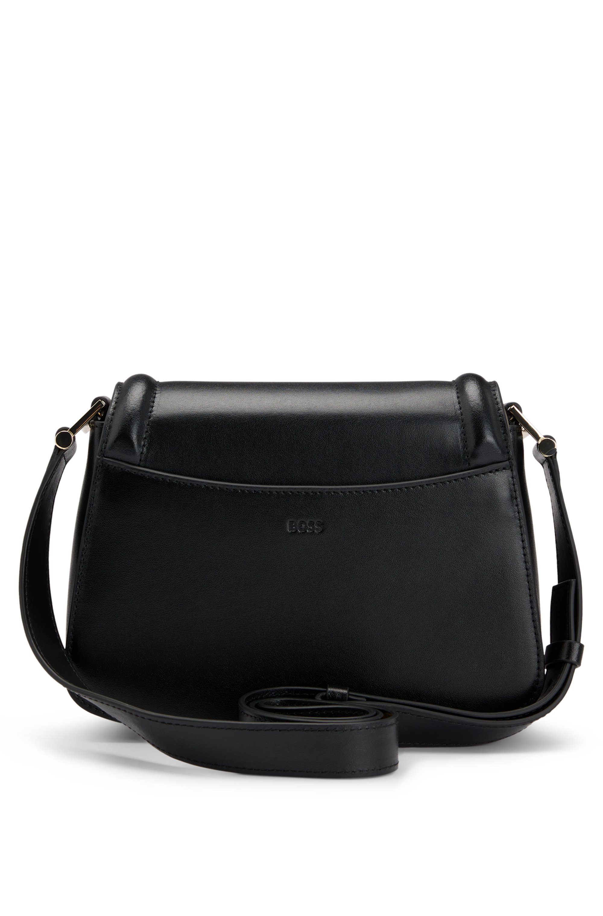 Leather saddle bag with signature hardware and monogram
