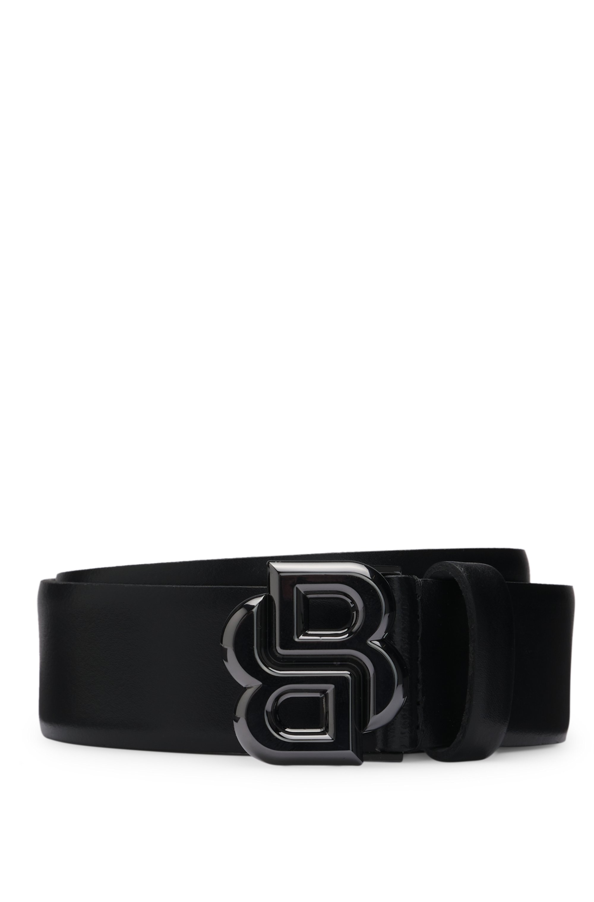 Italian-leather belt with Double B monogram buckle