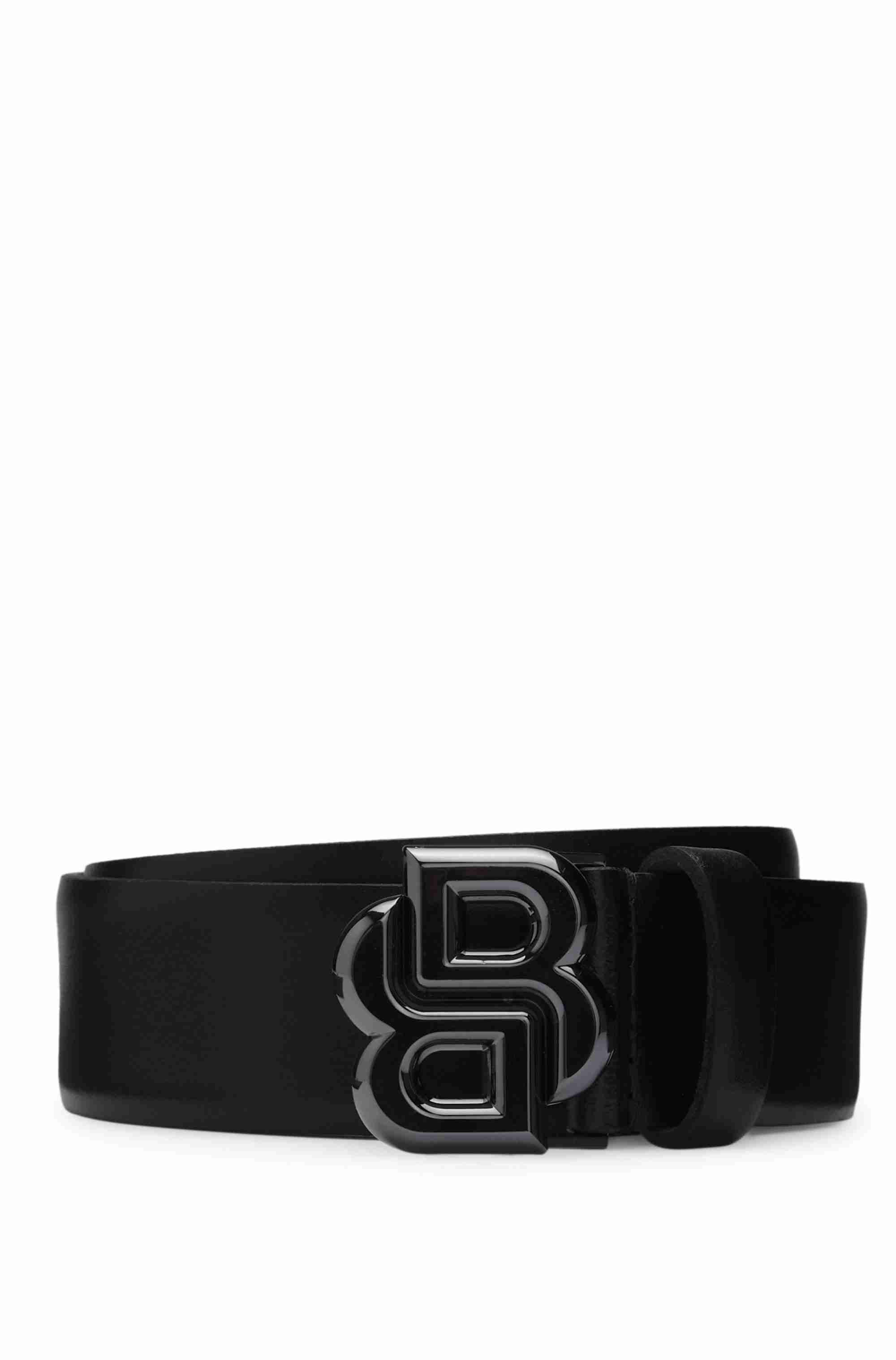 Italian-leather belt with Double B monogram buckle