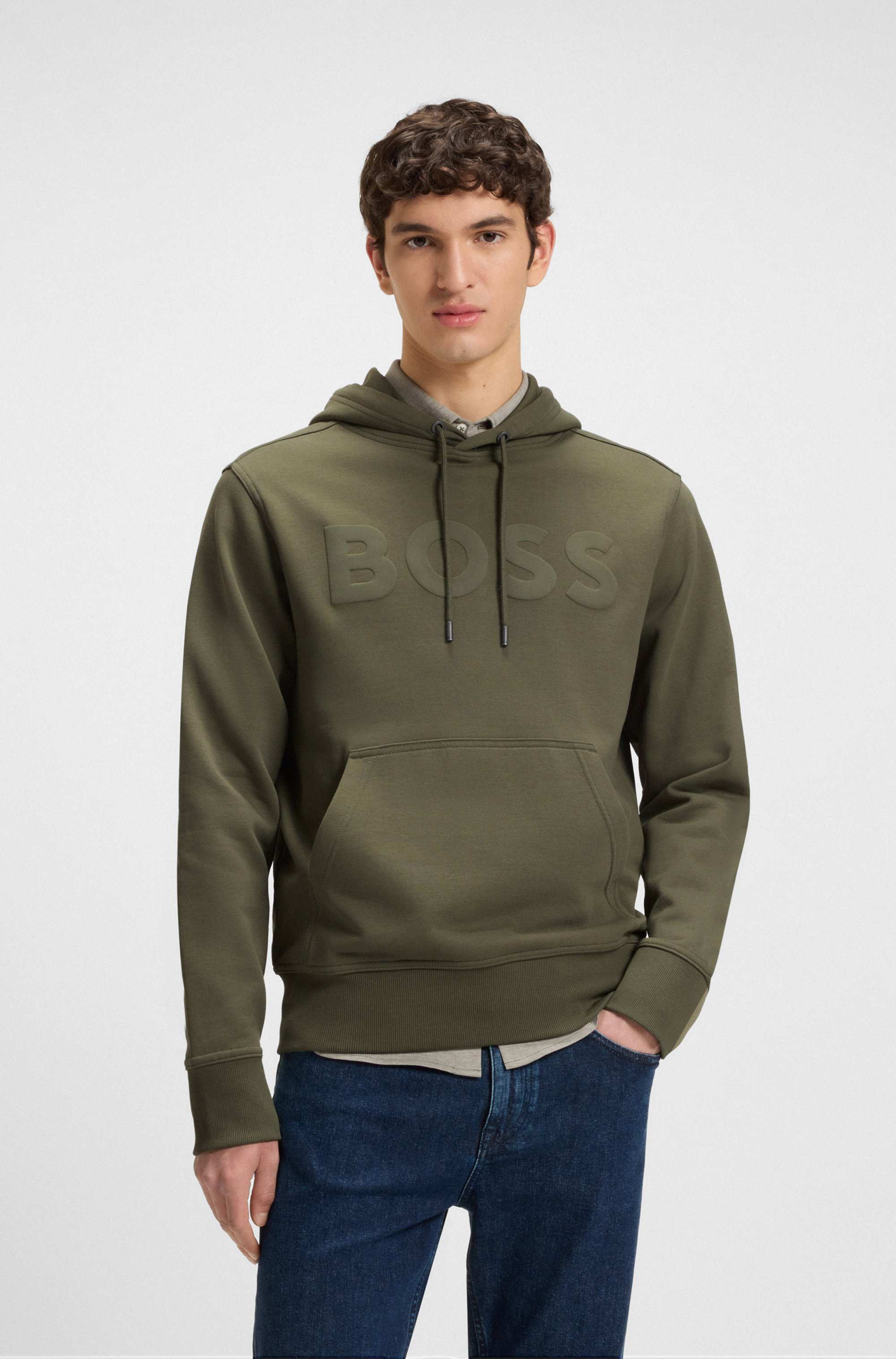 Relaxed-fit hoodie in cotton terry with large logo