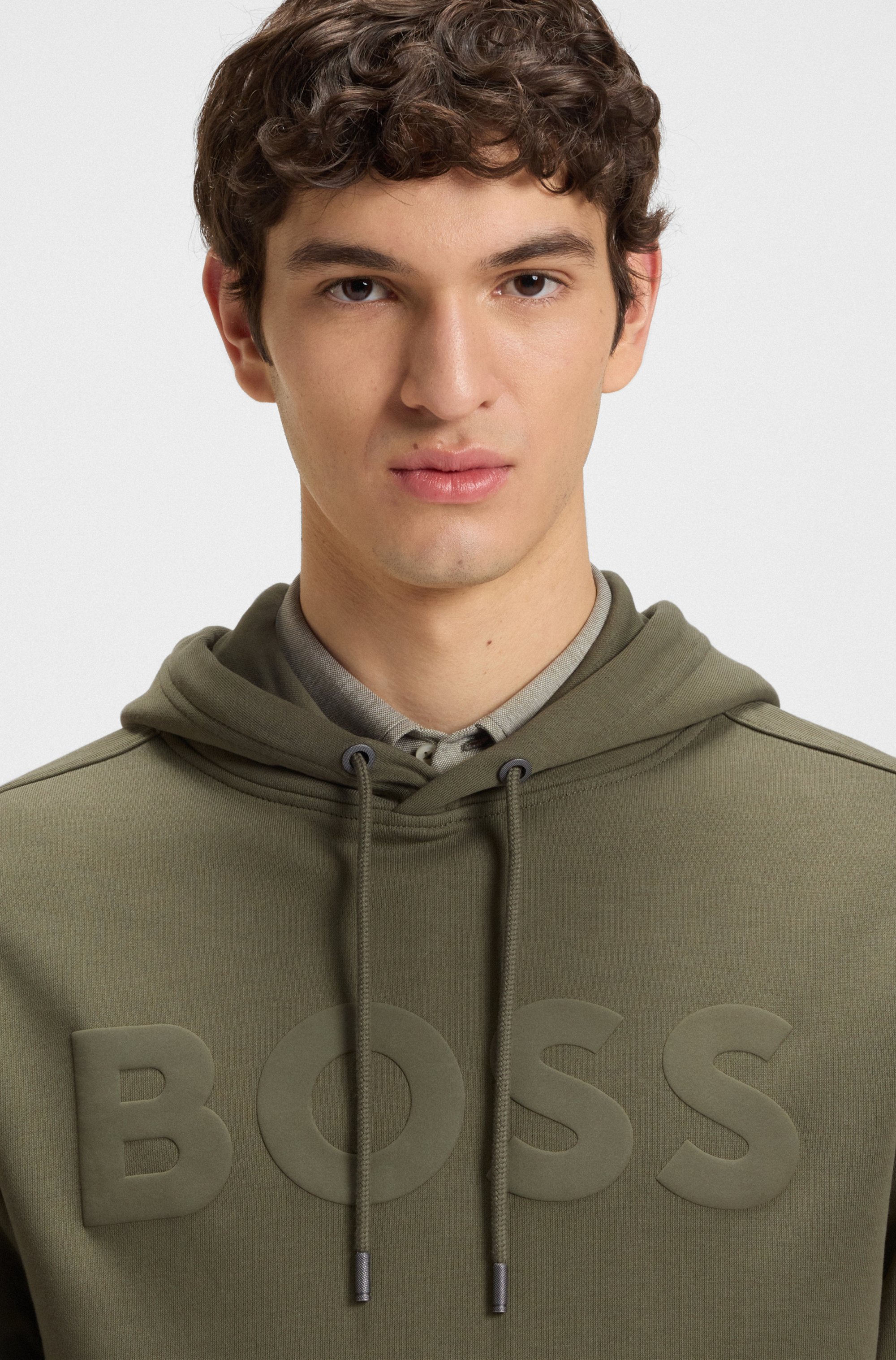 Relaxed-fit hoodie in cotton terry with large logo