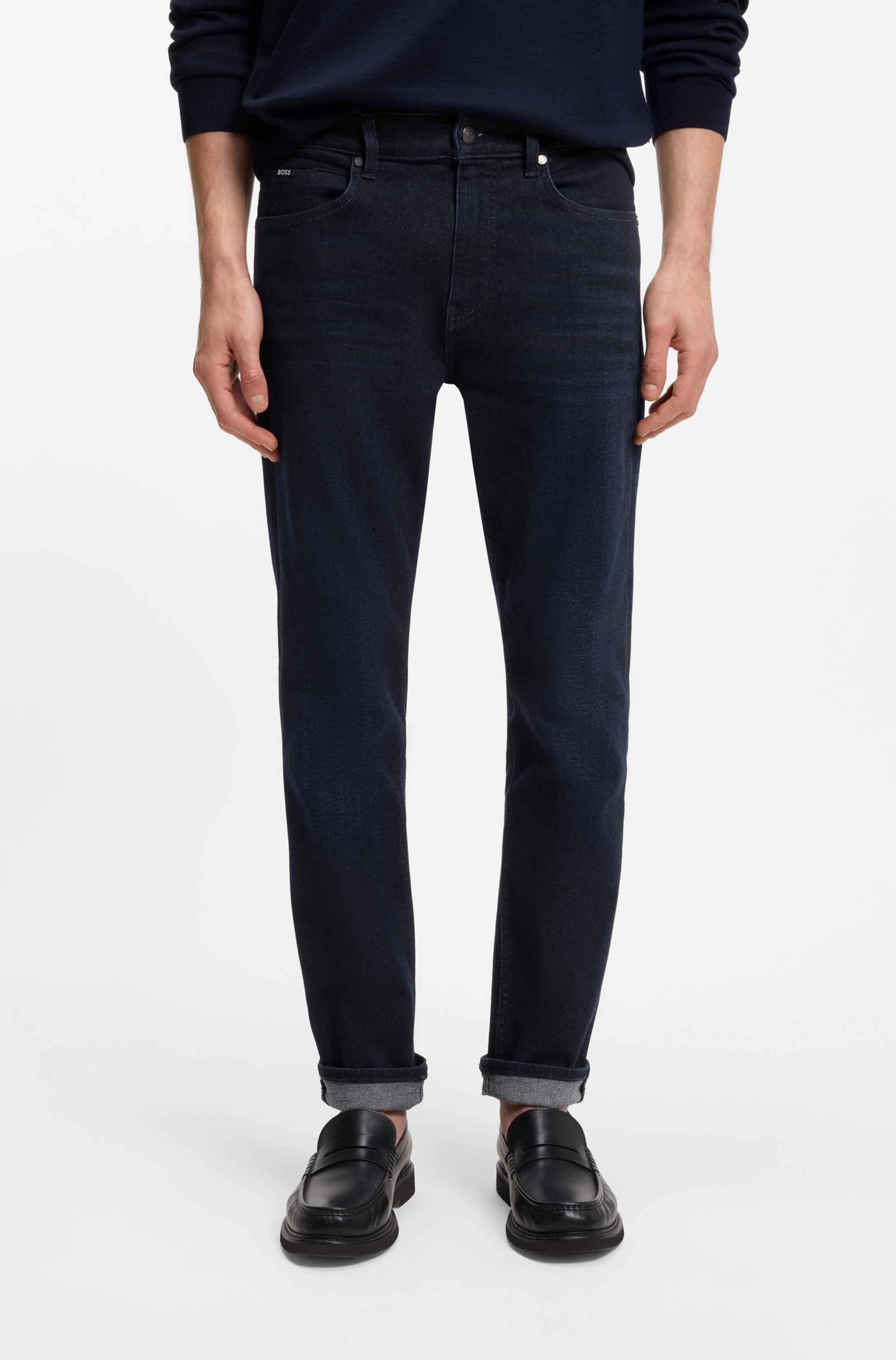 Delaware slim-fit jeans in dark-blue denim