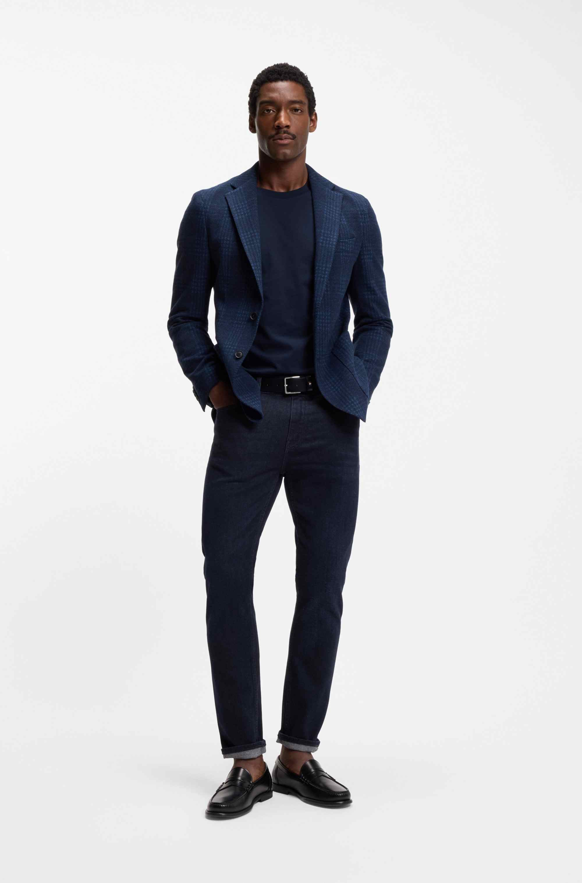 Delaware slim-fit jeans in dark-blue soft denim