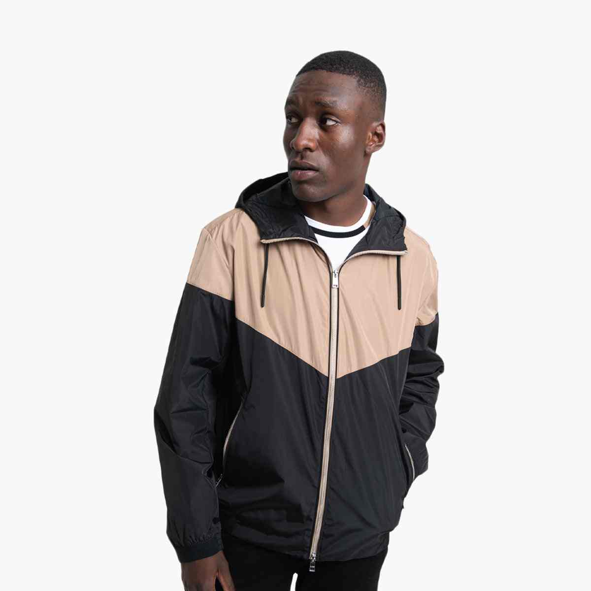 Water-Repellent Jacket In Mixed Materials With Mesh Lining