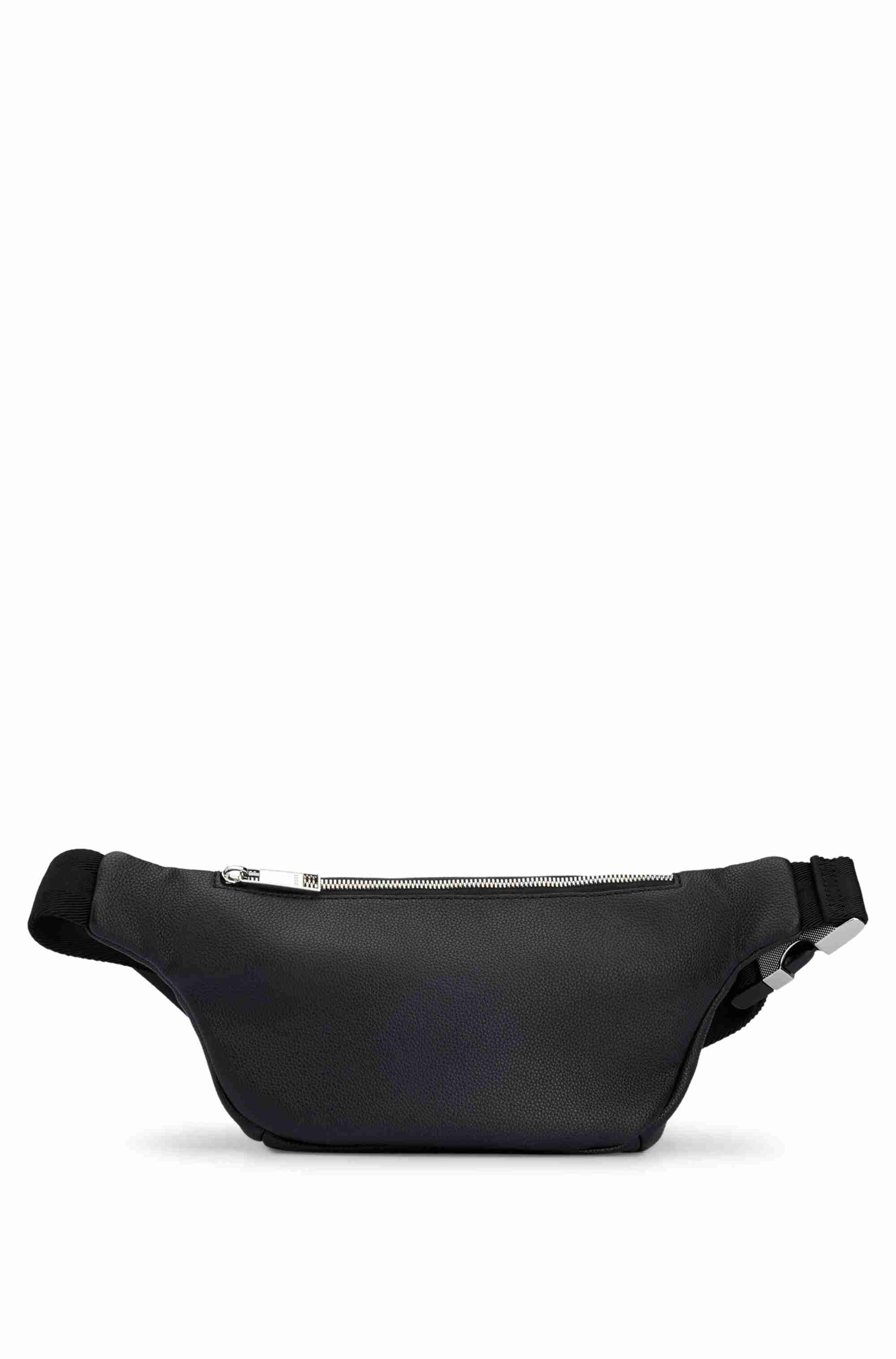 Grained faux-leather belt bag with embossed logo