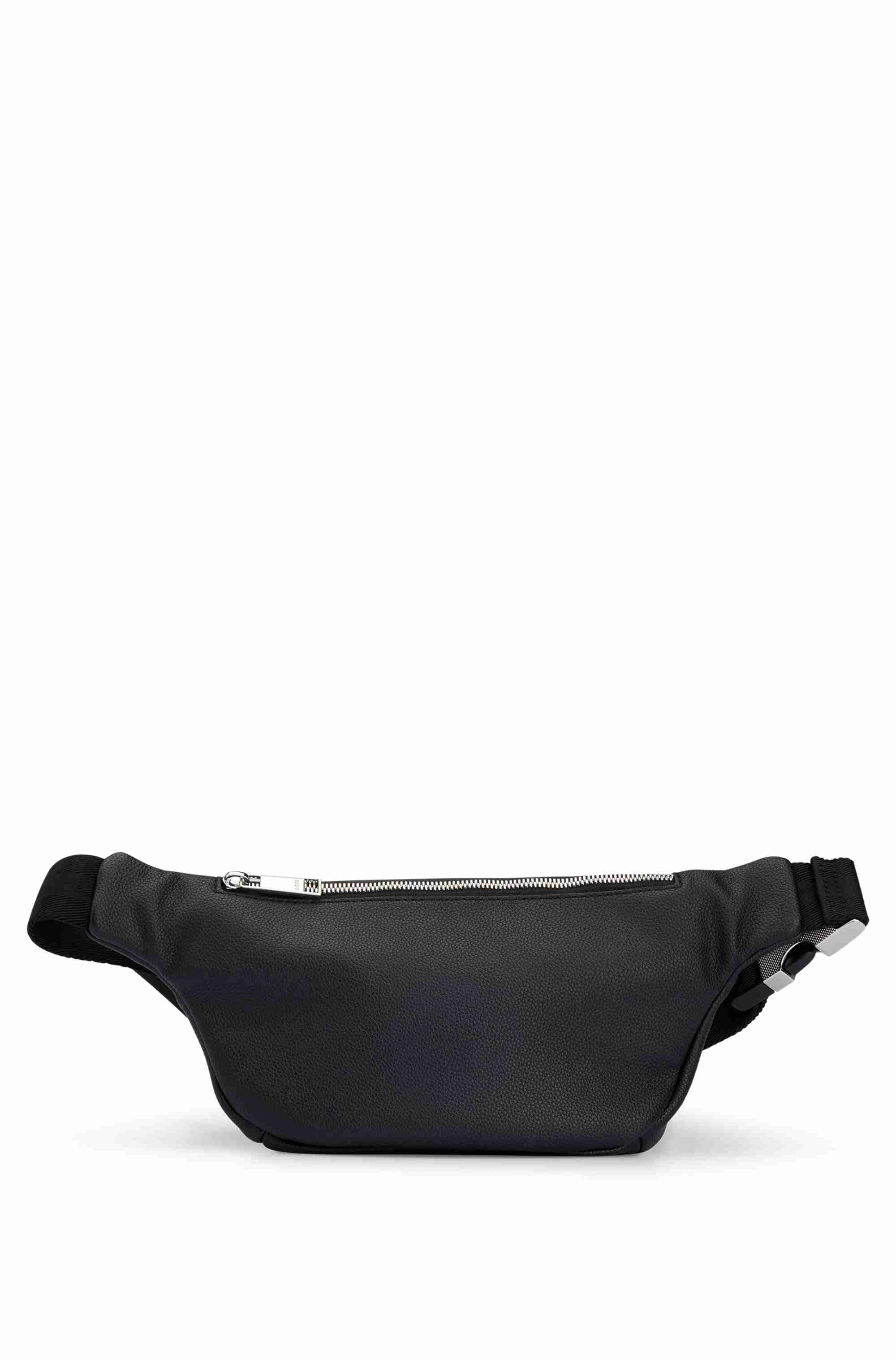 Grained faux-leather belt bag with embossed logo