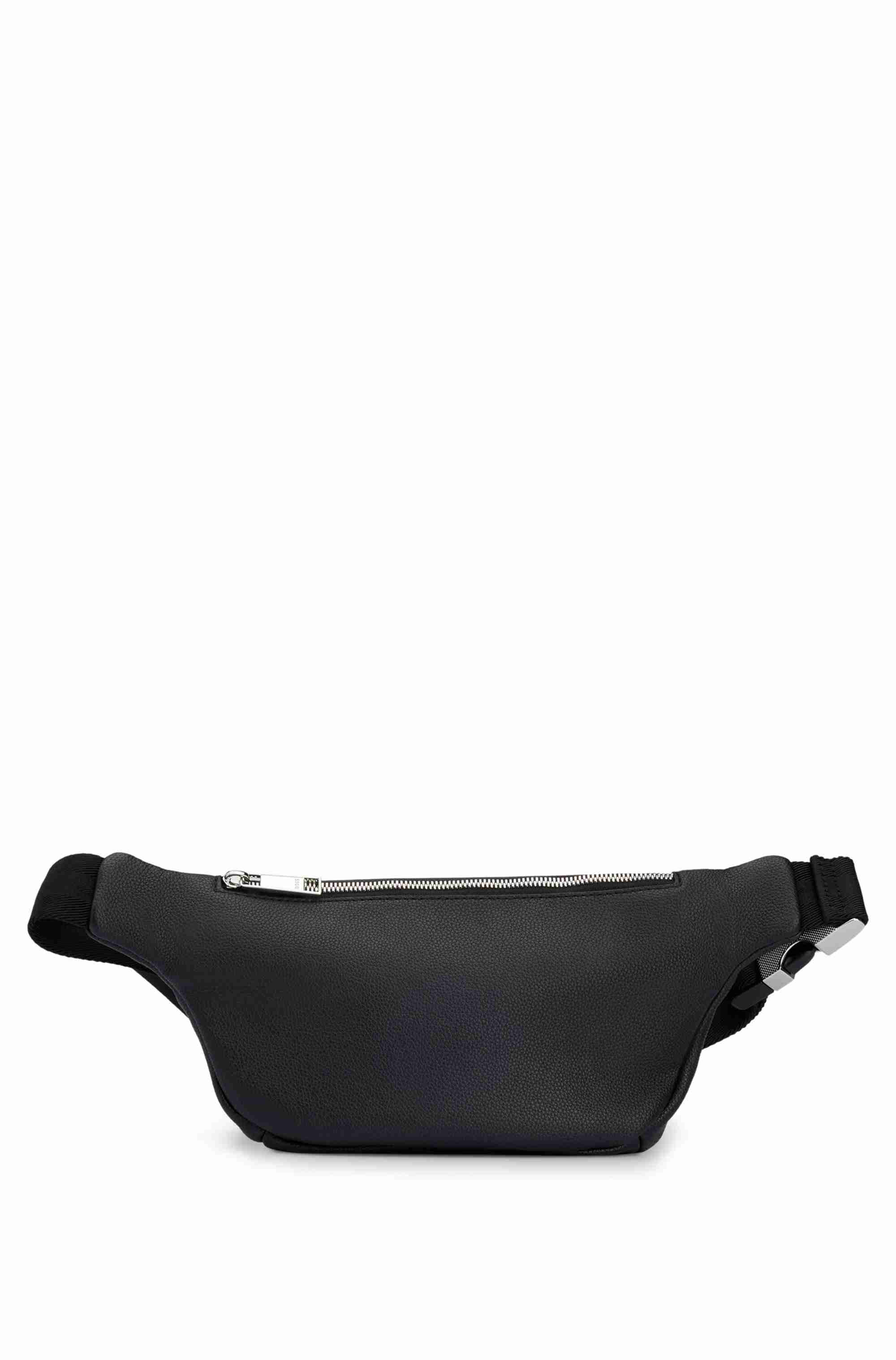 Grained faux-leather belt bag with embossed logo