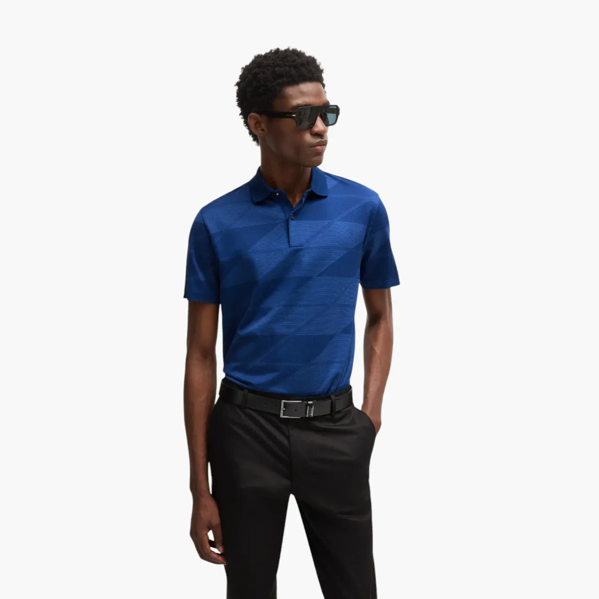 Mercerized-Cotton Polo Shirt With Jacquard Pattern