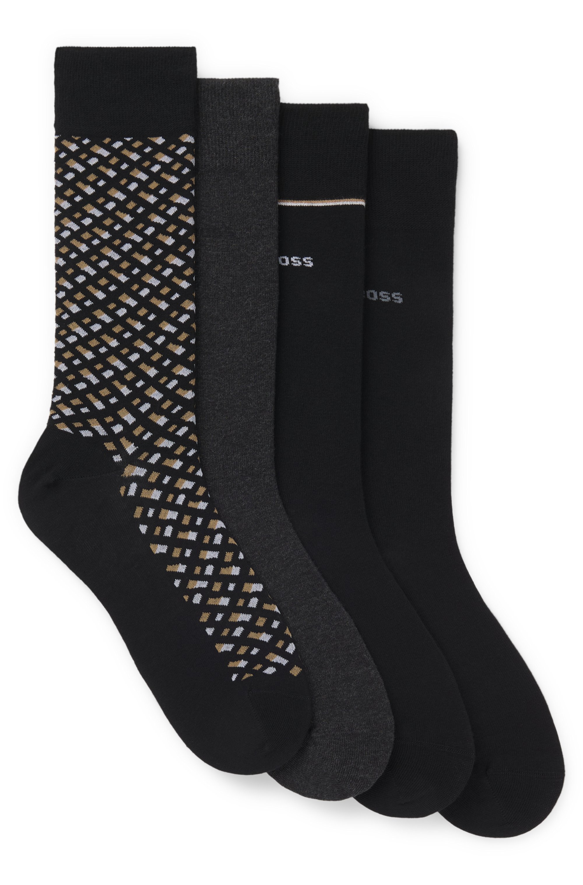 Gift-boxed four-pack of regular-length socks