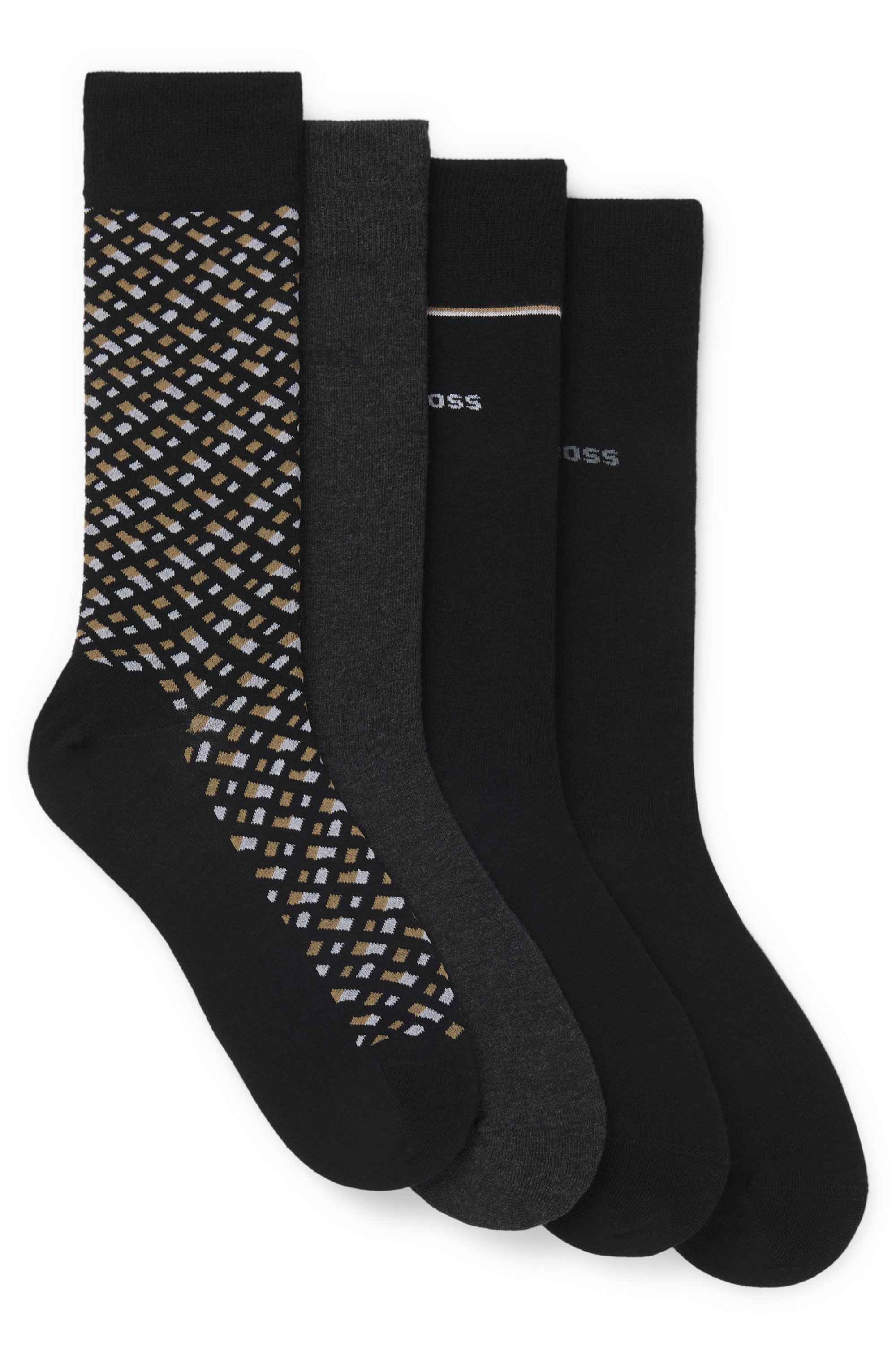 Gift-boxed four-pack of regular-length socks