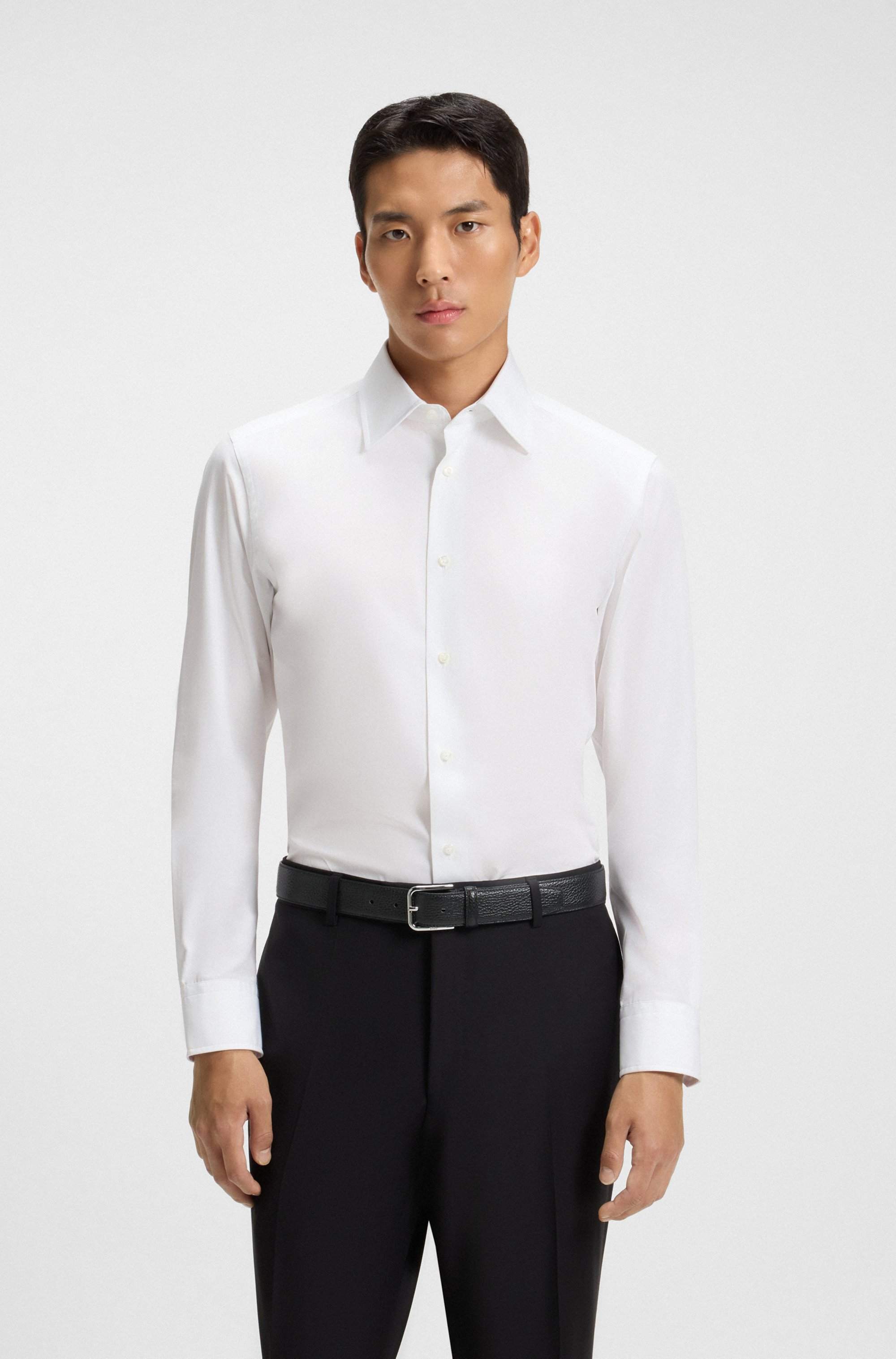 Slim-fit shirt in Italian cotton poplin
