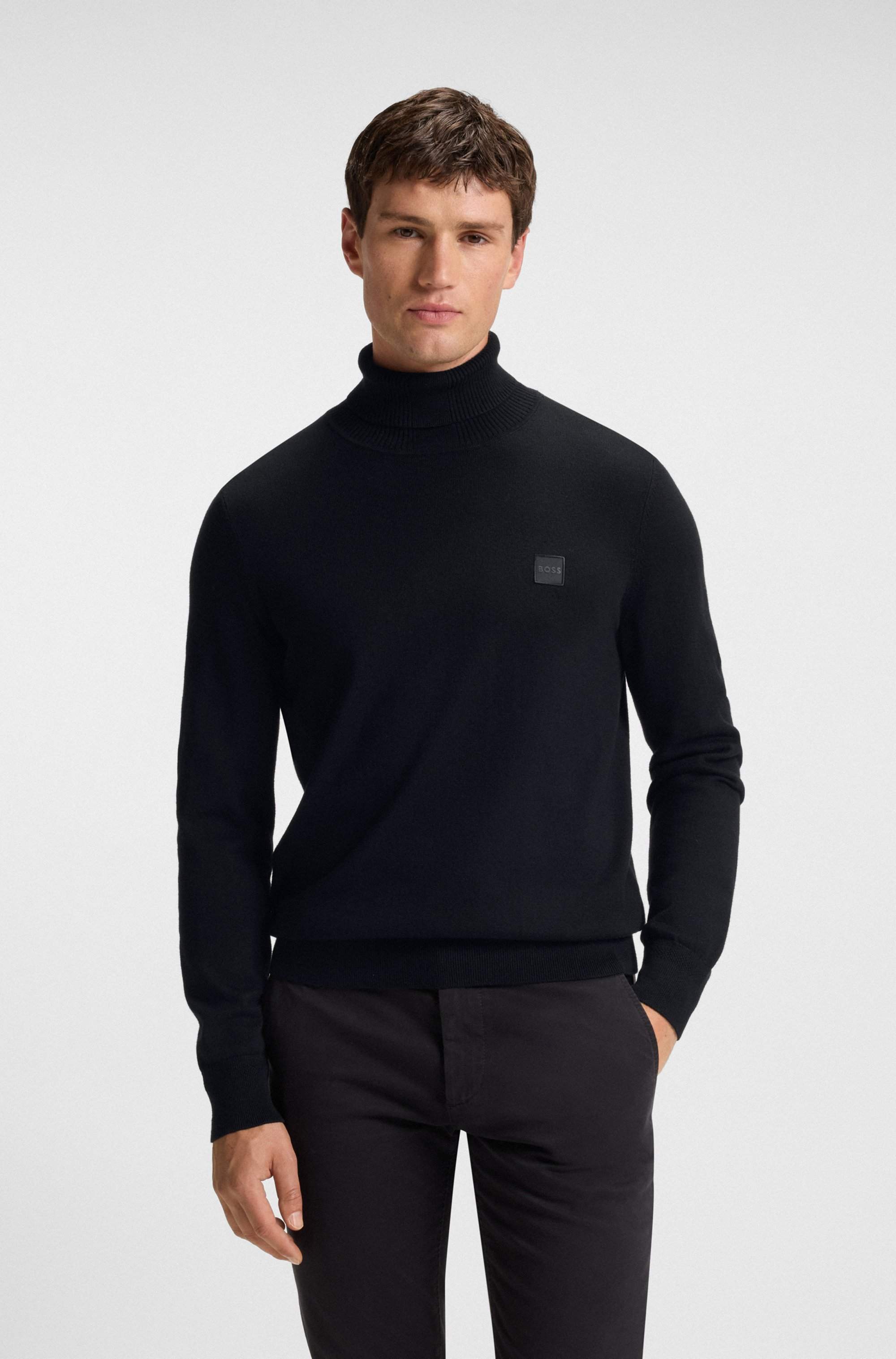 Rollneck sweater in cotton and cashmere