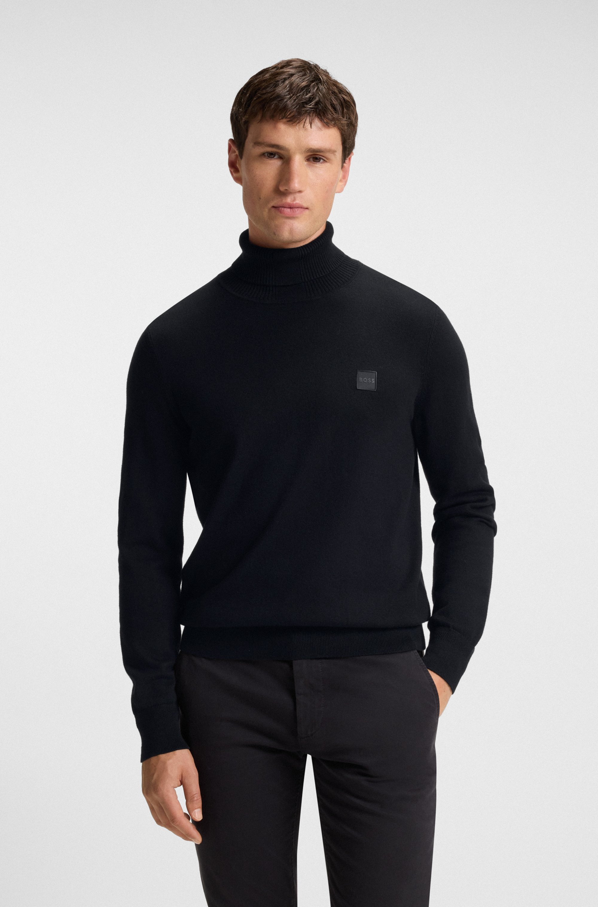 Rollneck sweater in cotton and cashmere