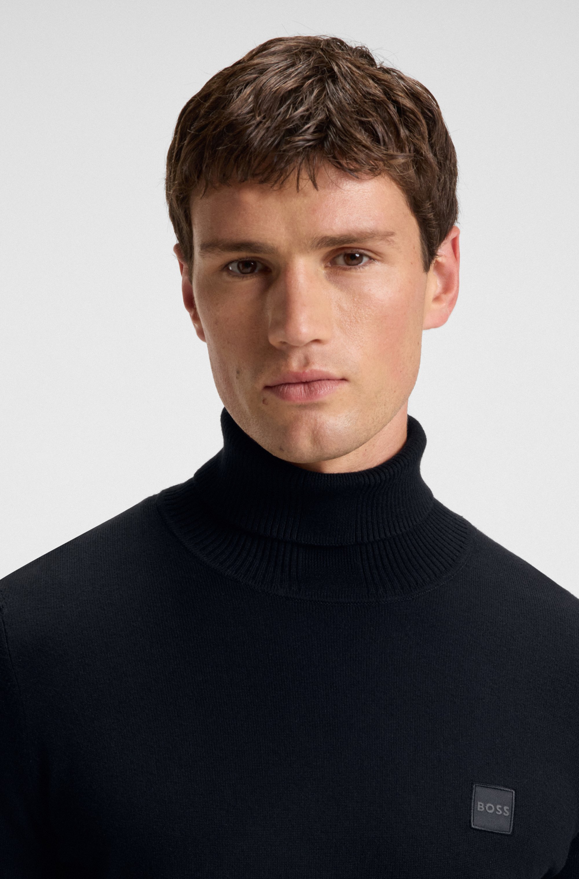 Rollneck sweater in cotton and cashmere