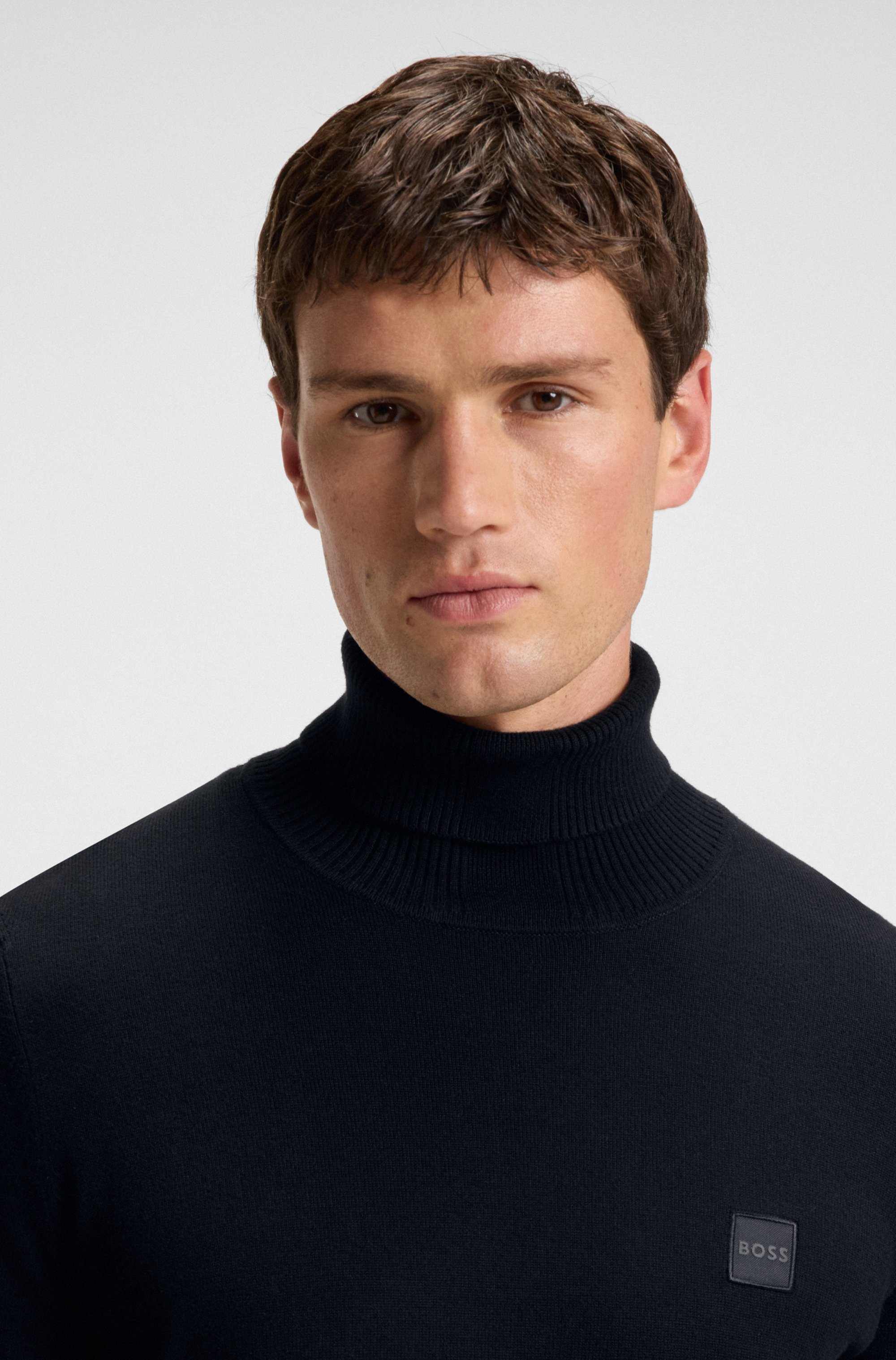 Rollneck sweater in cotton and cashmere