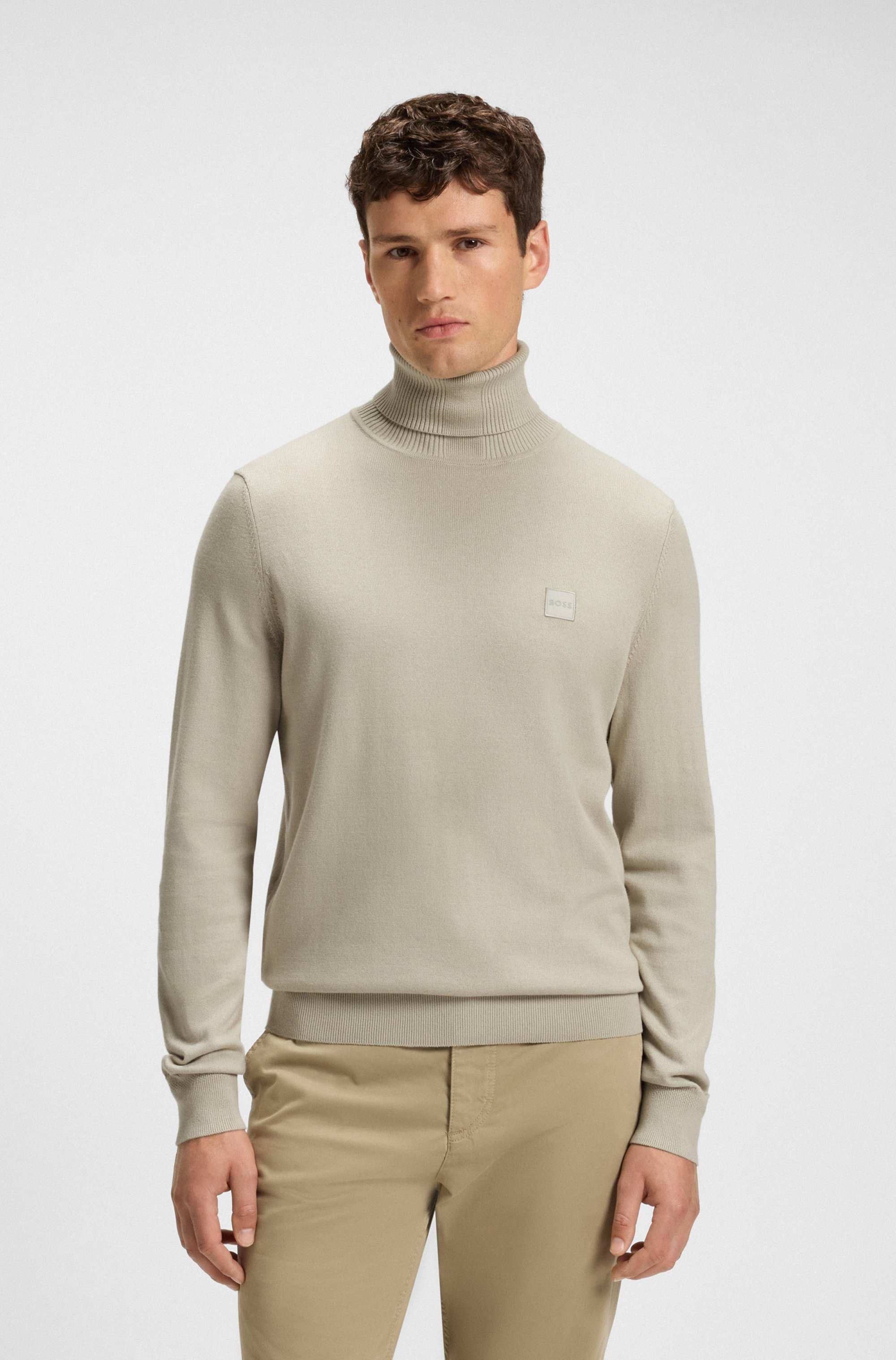 Rollneck sweater in cotton and cashmere