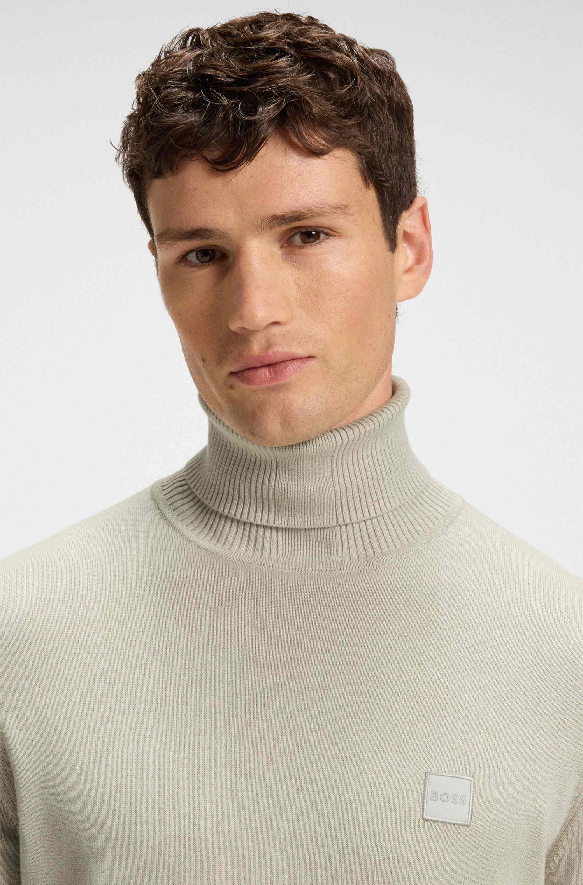 Rollneck sweater in cotton and cashmere