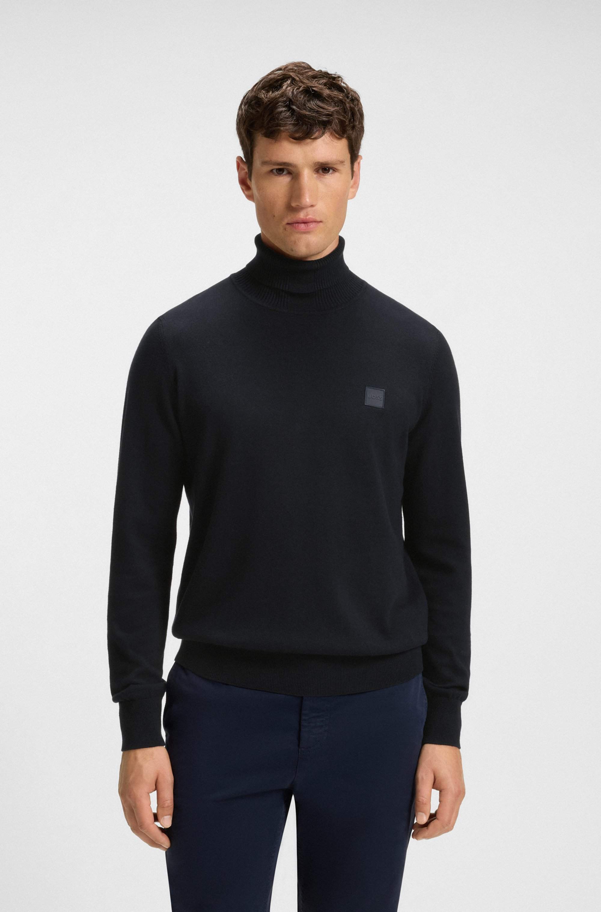 Rollneck sweater in cotton and cashmere