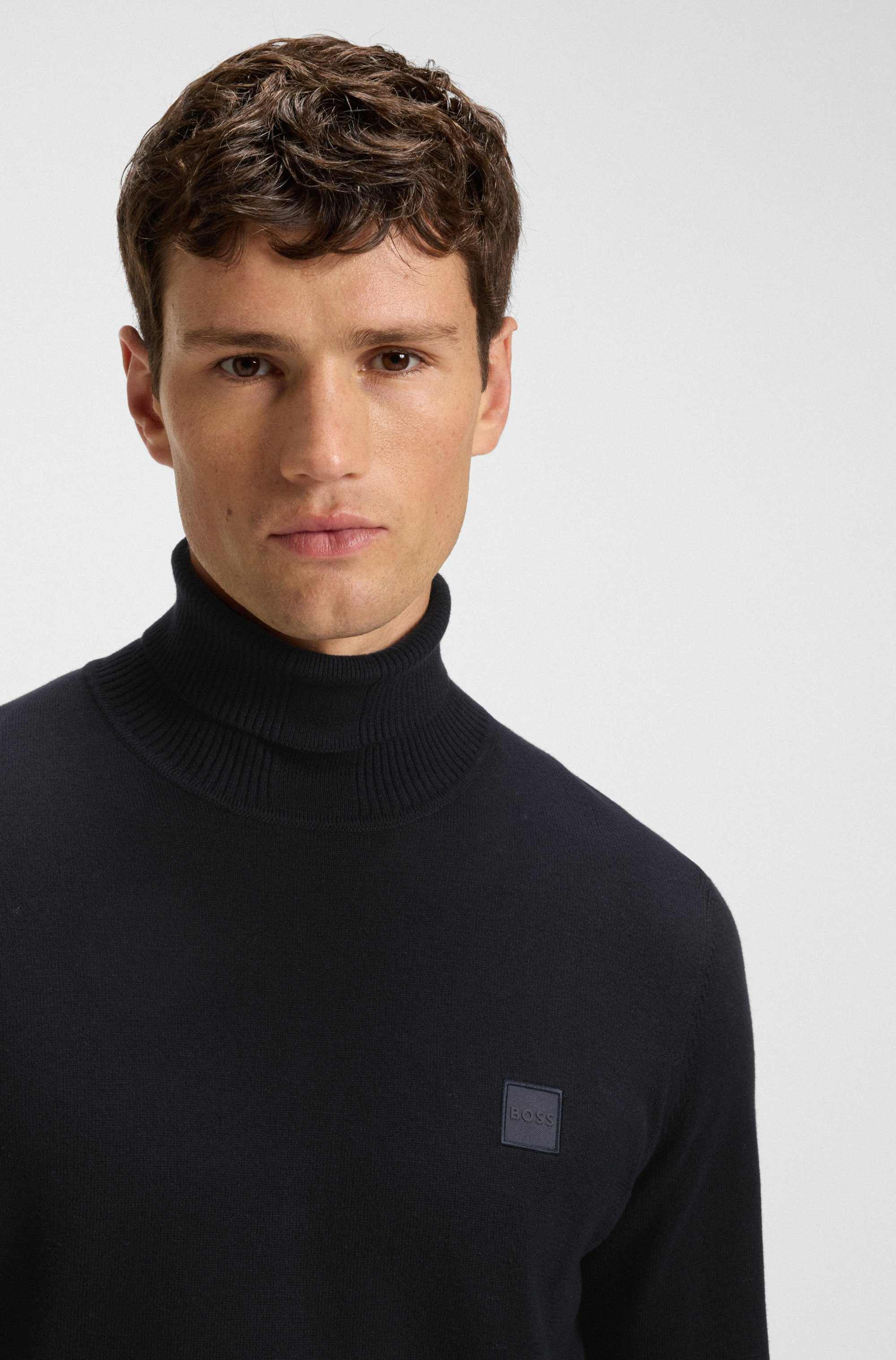 Rollneck sweater in cotton and cashmere