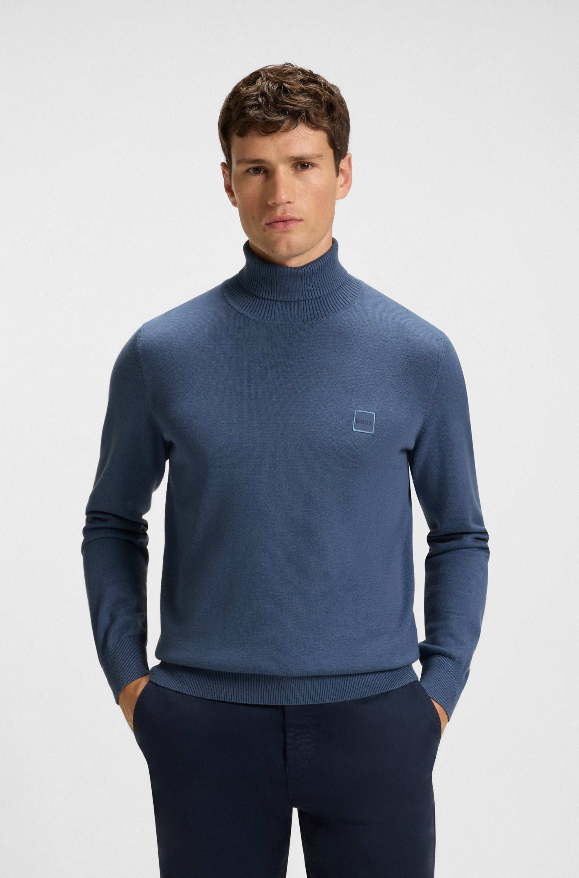 Rollneck sweater in cotton and cashmere