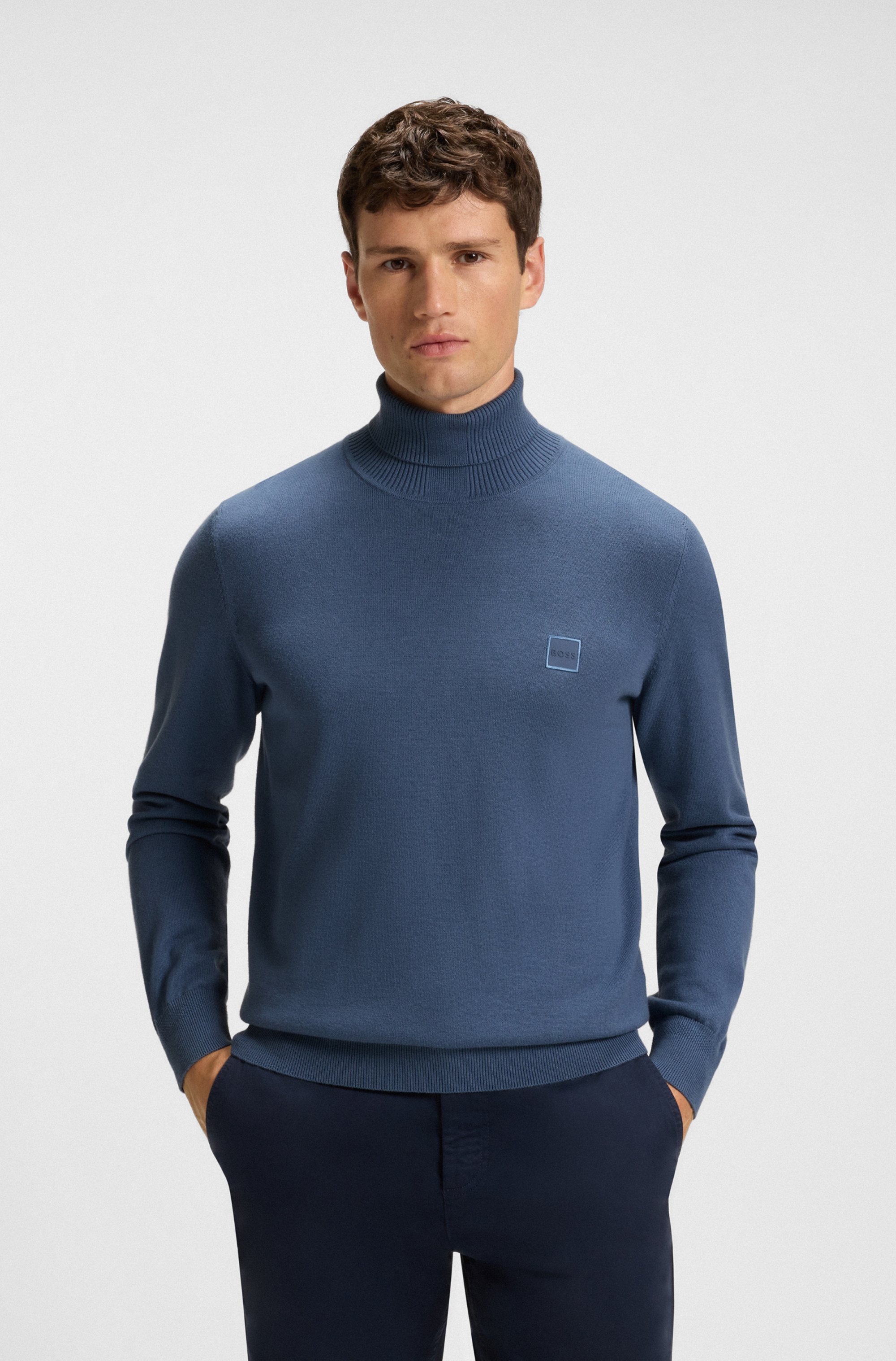Rollneck sweater in cotton and cashmere
