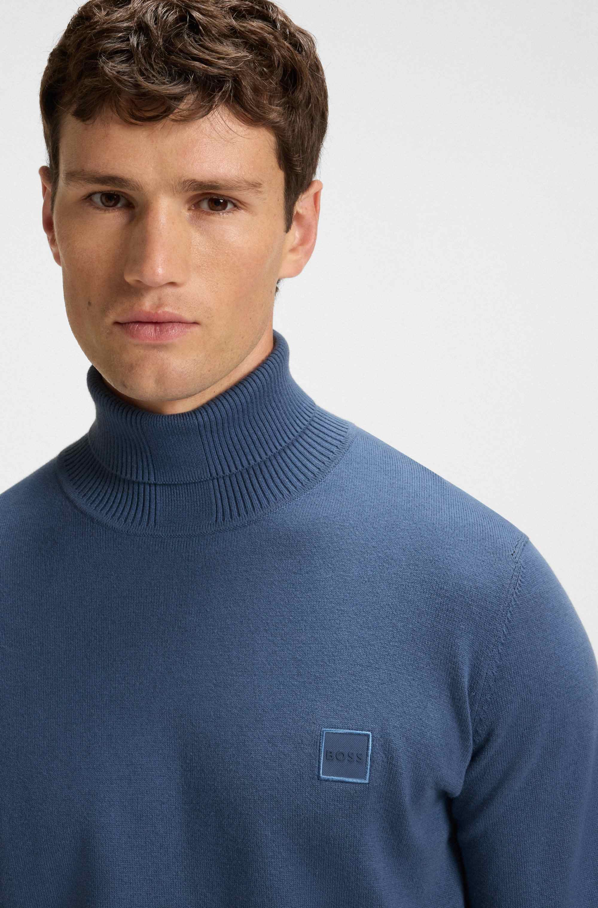 Rollneck sweater in cotton and cashmere