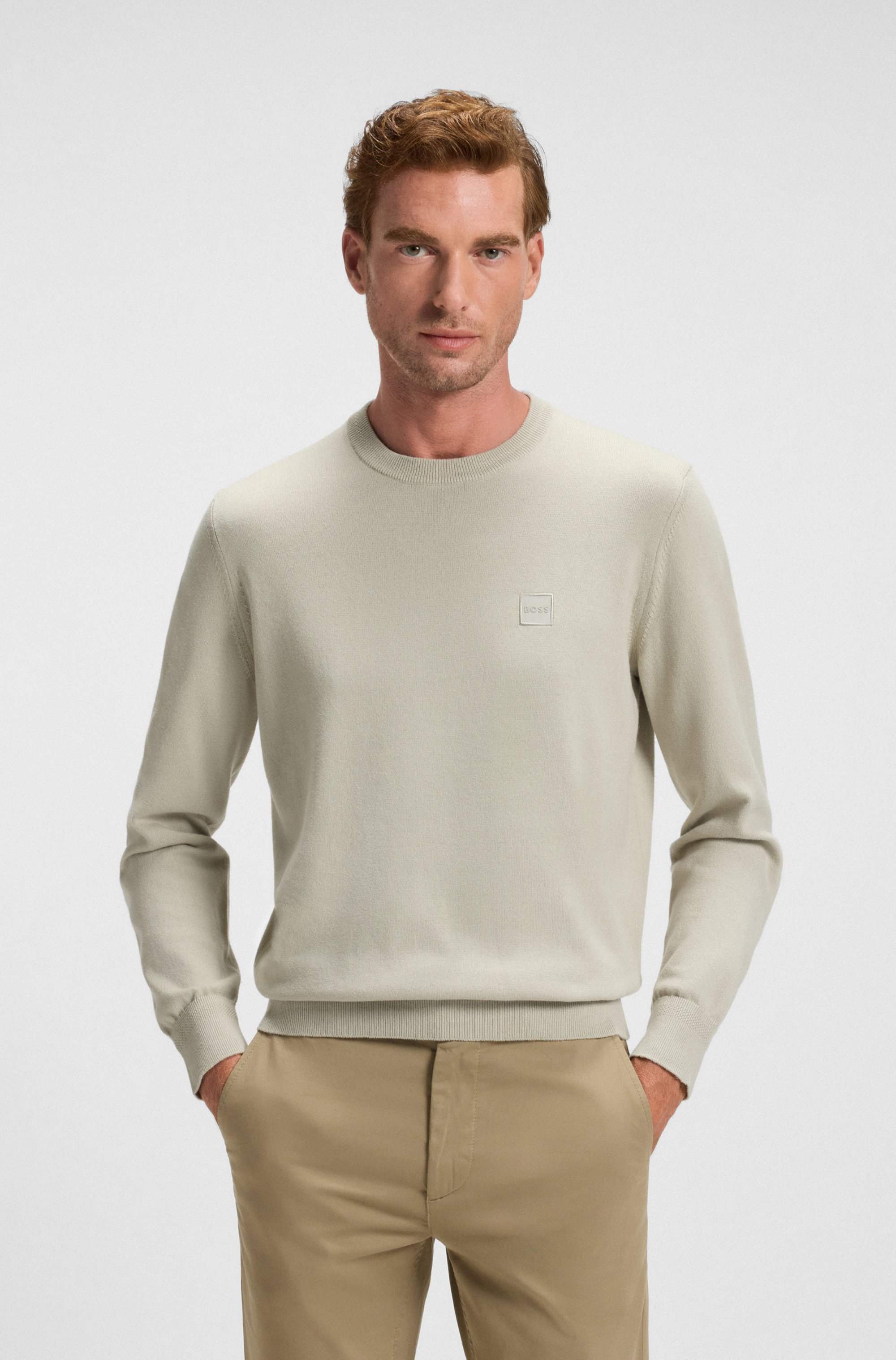 Cotton-cashmere sweater with logo label