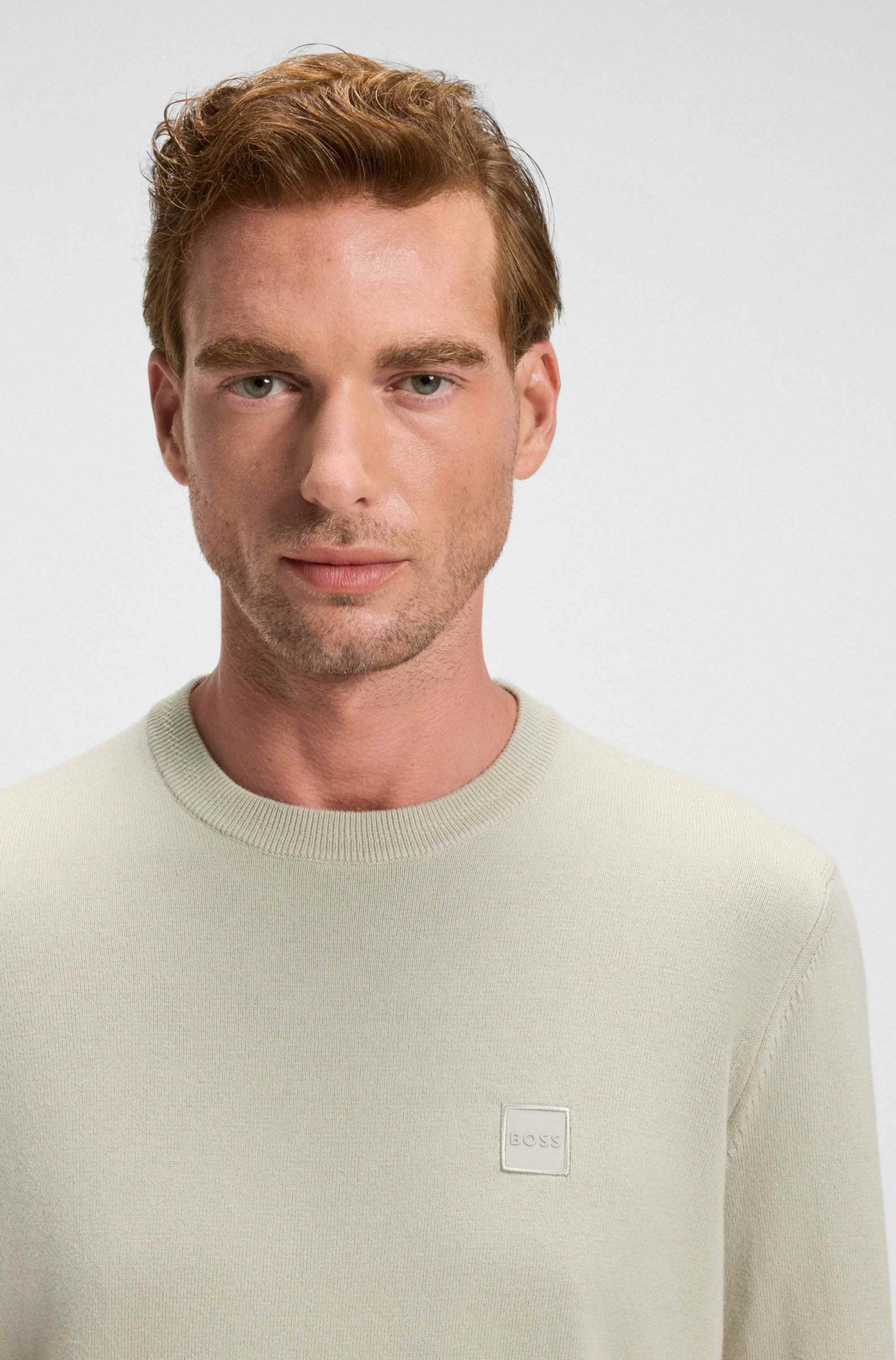 Cotton-cashmere sweater with logo label