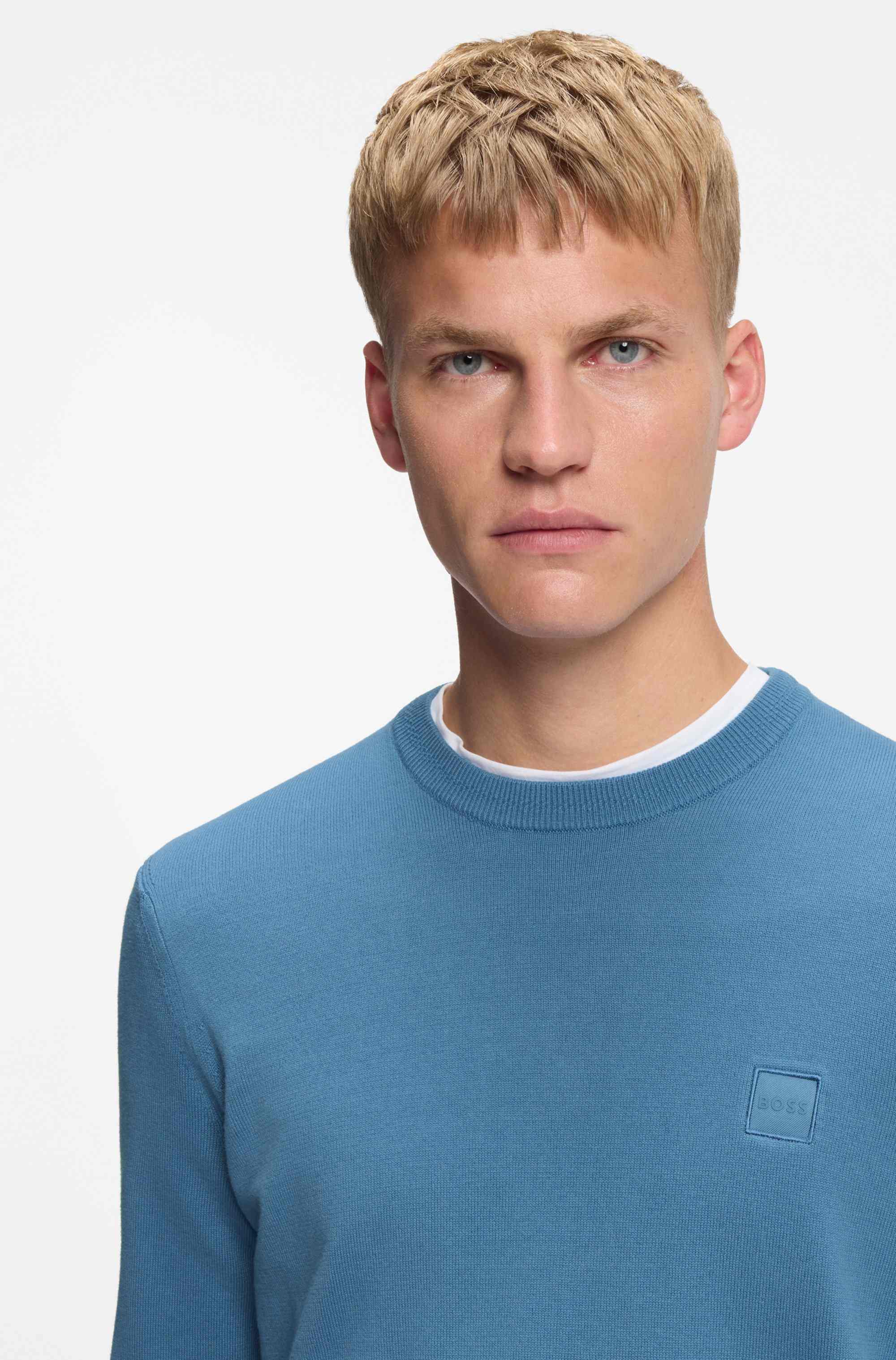 Cotton-cashmere sweater with logo label