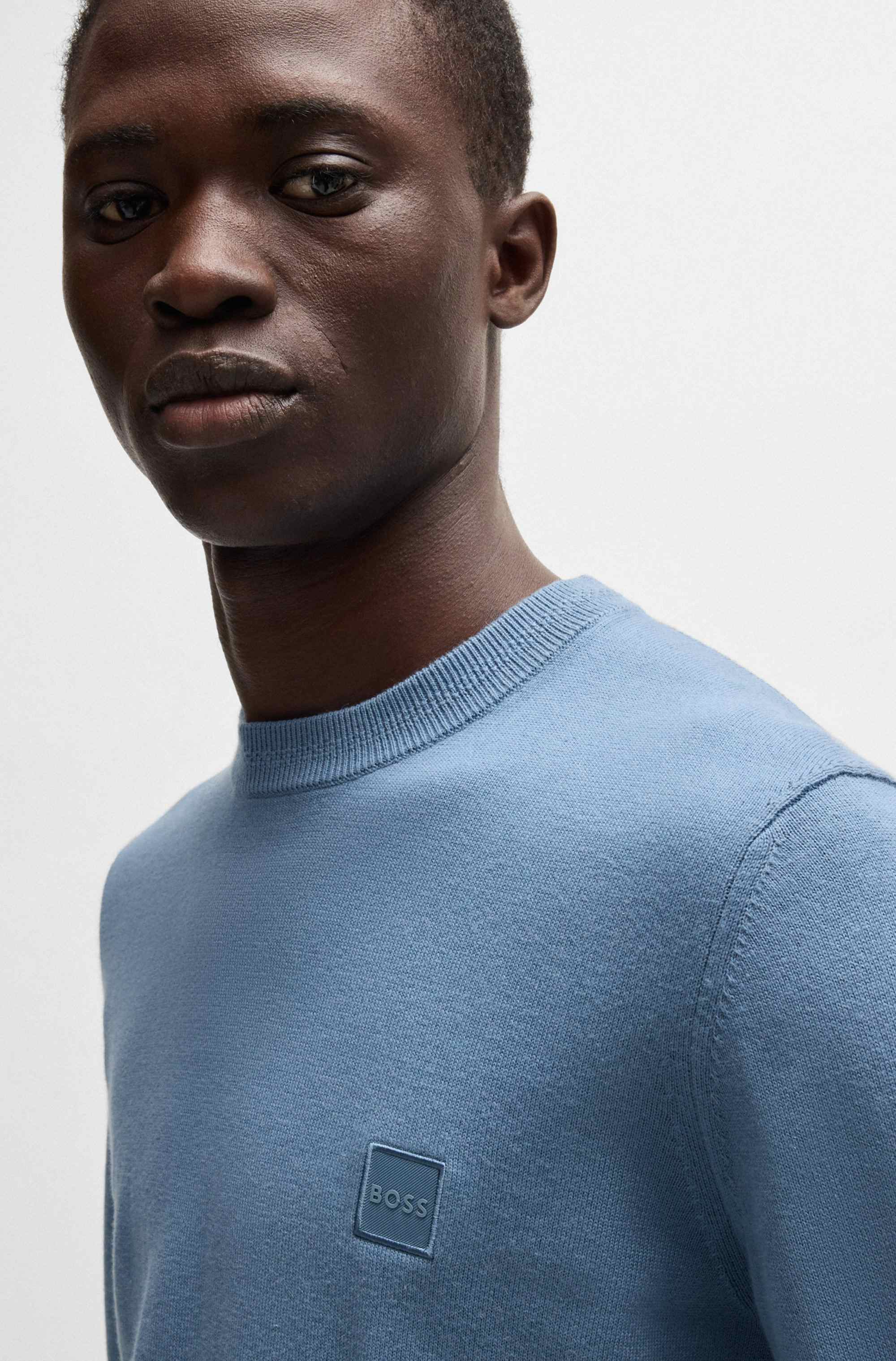 Cotton-cashmere regular-fit sweater with logo patch