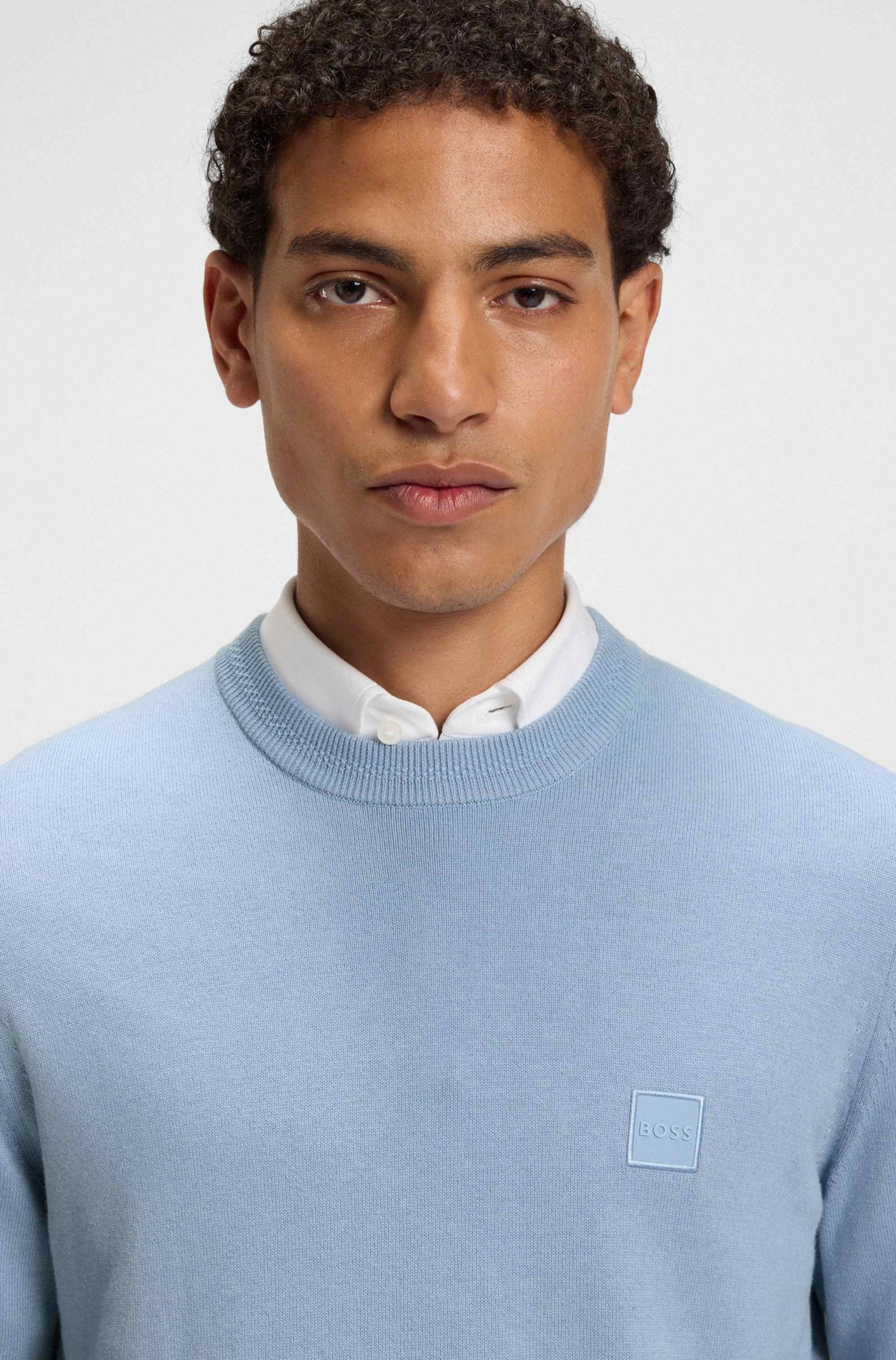 Cotton-cashmere sweater with logo label