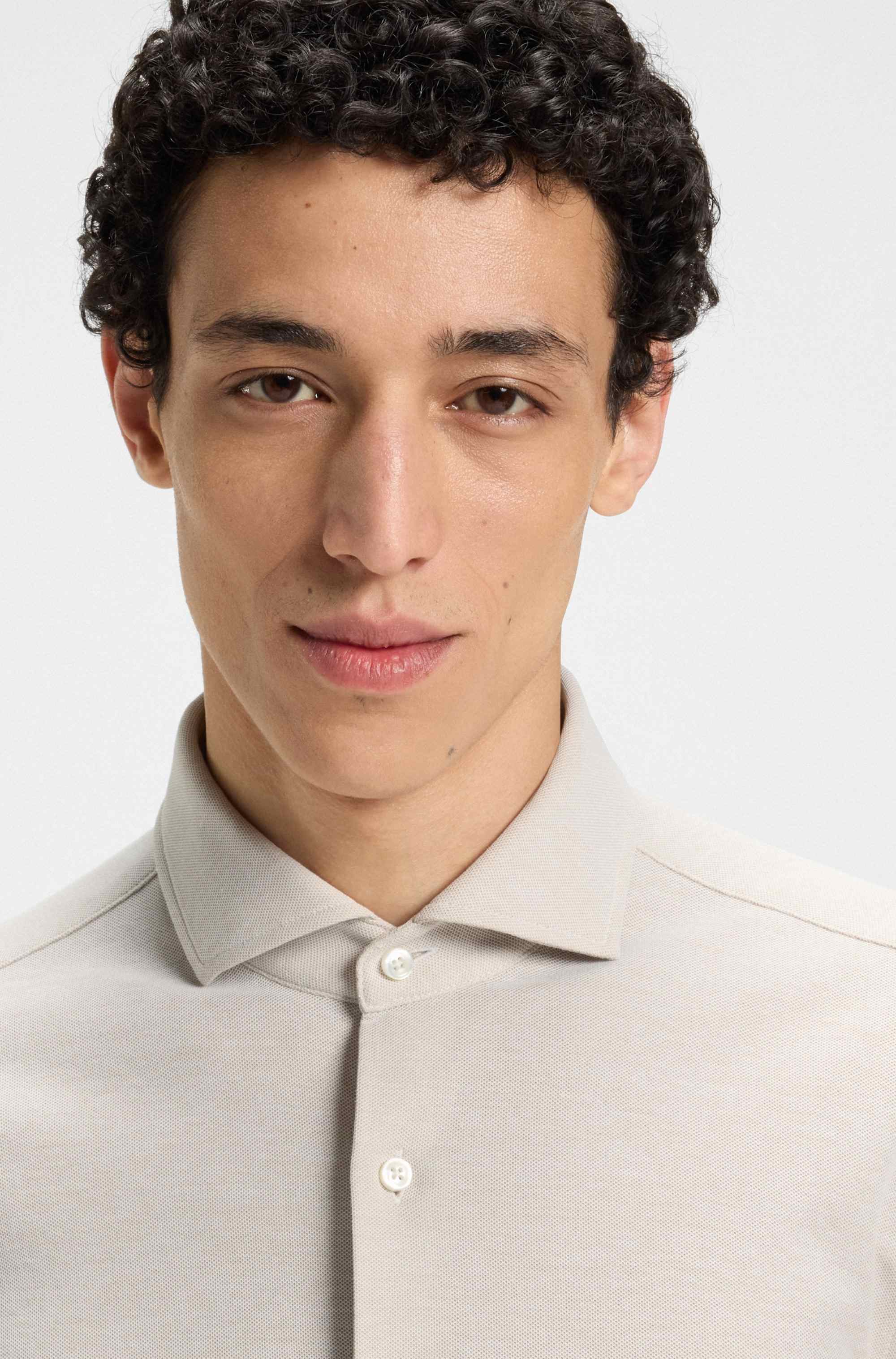 Slim-fit shirt in cotton-piqué jersey