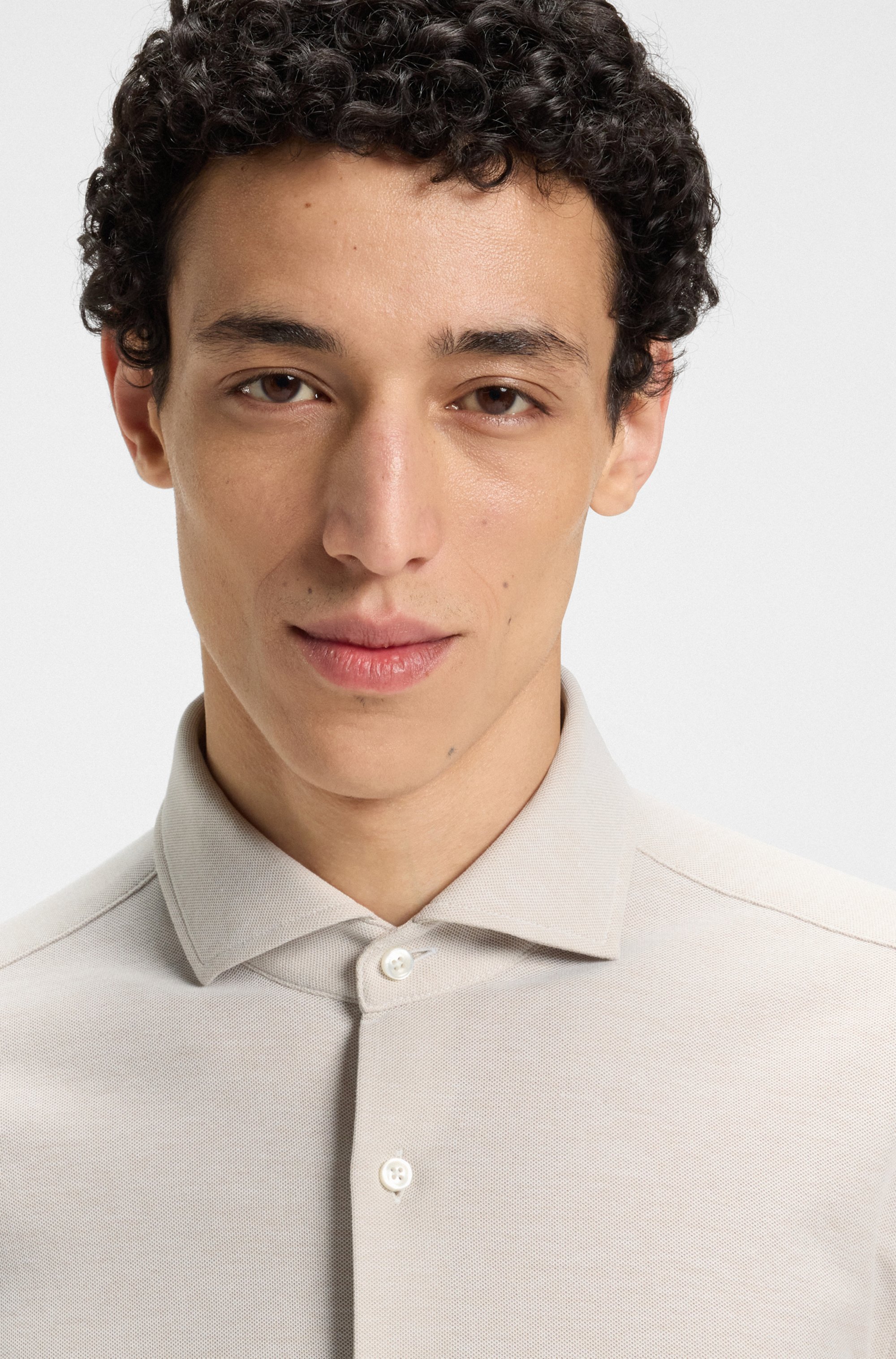 Slim-fit shirt in cotton-piqué jersey