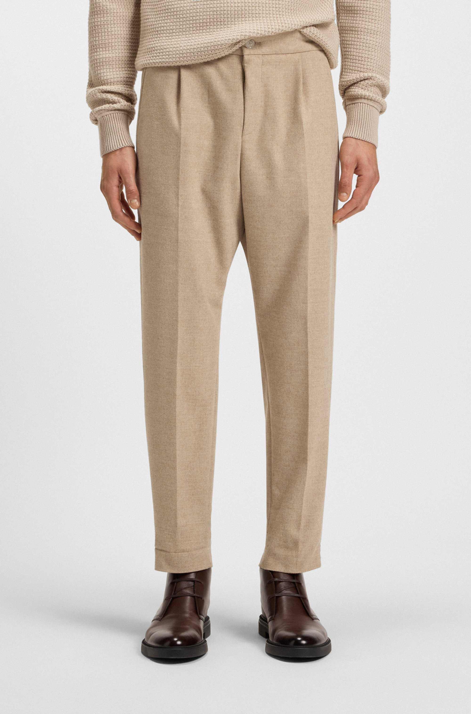 Tapered-fit trousers in stretch flannel