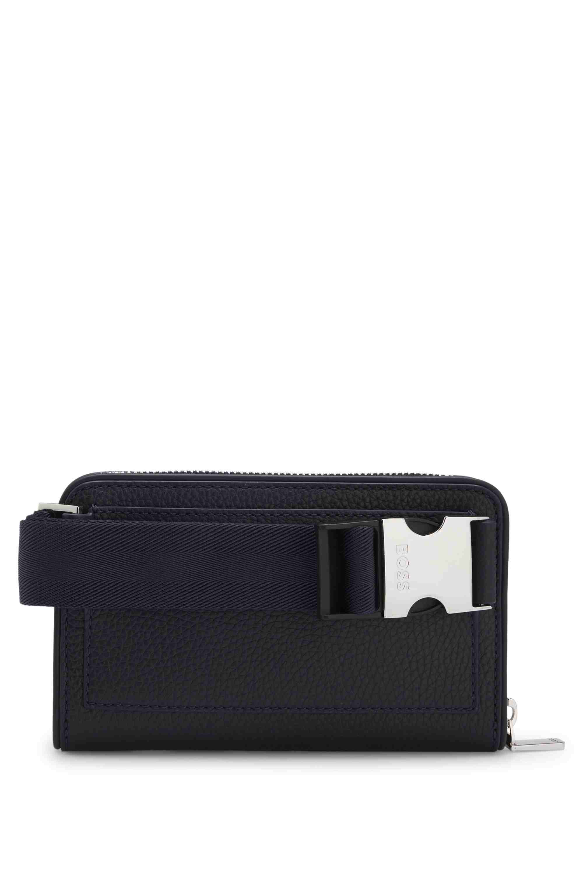 Italian leather crossbody bag with silver hardware