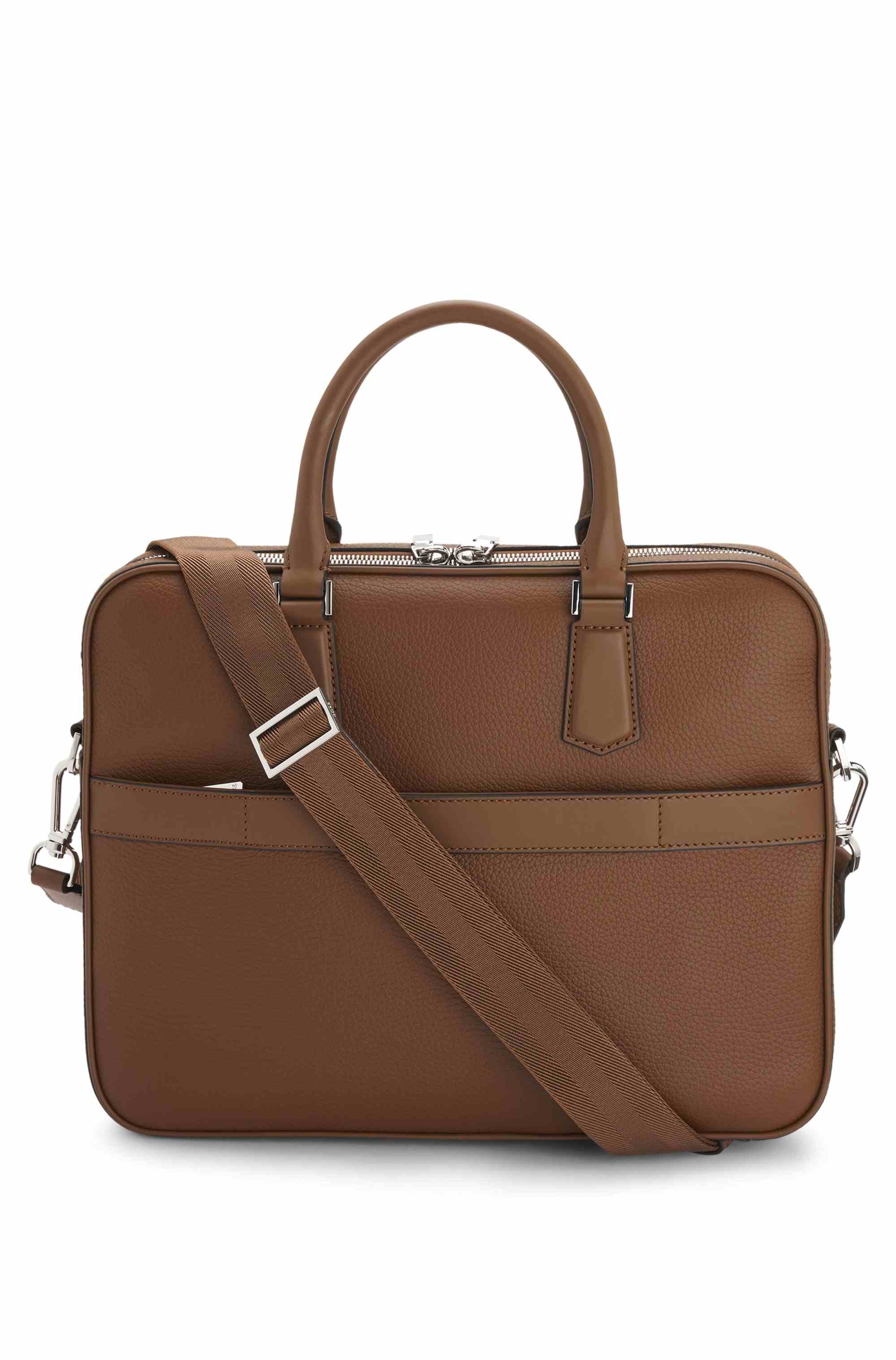 Grained Italian-leather document case with embossed logo