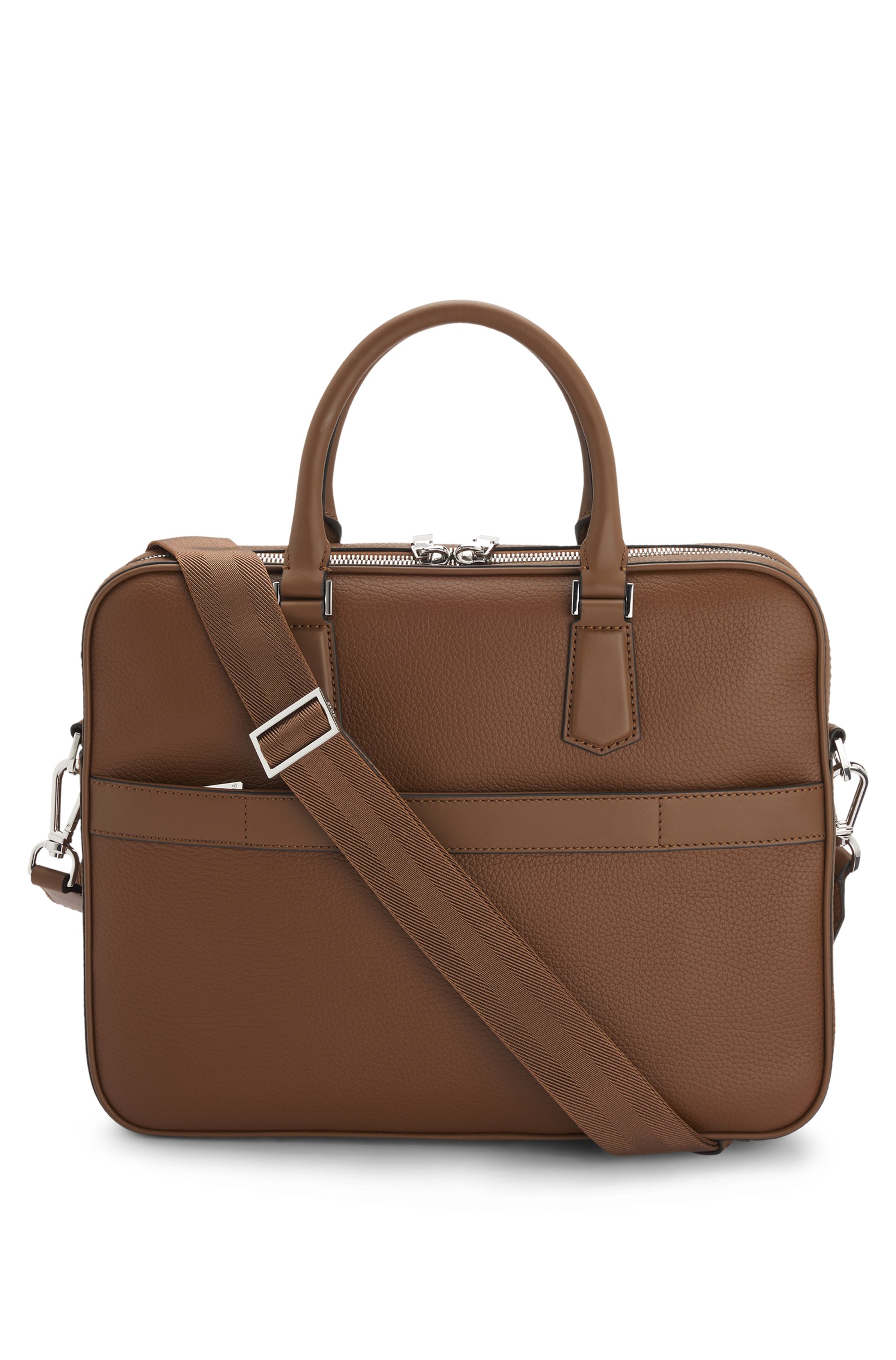 Grained-leather document case with embossed logo