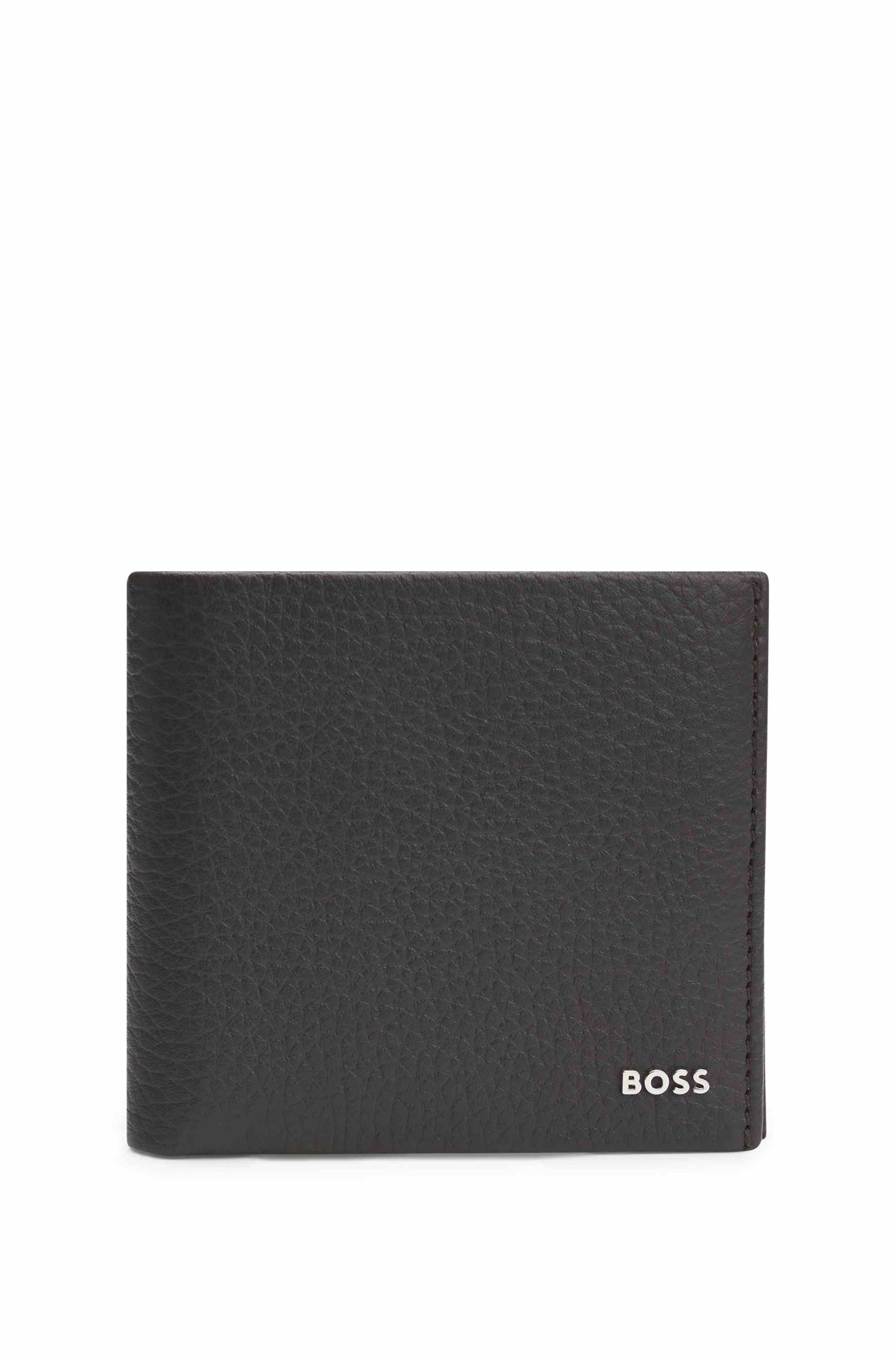 Grained-leather wallet with logo lettering