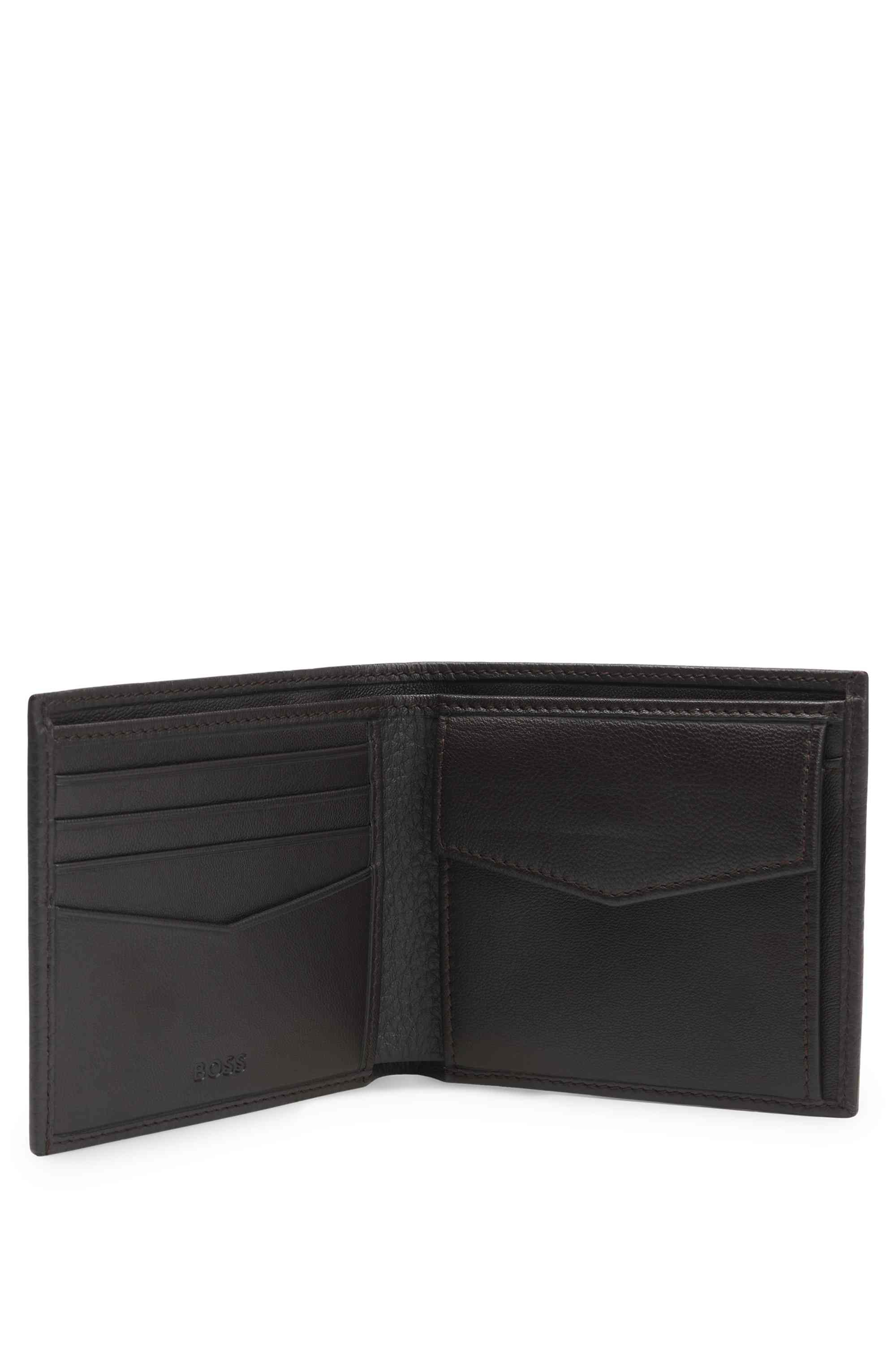 Grained-leather wallet with logo lettering