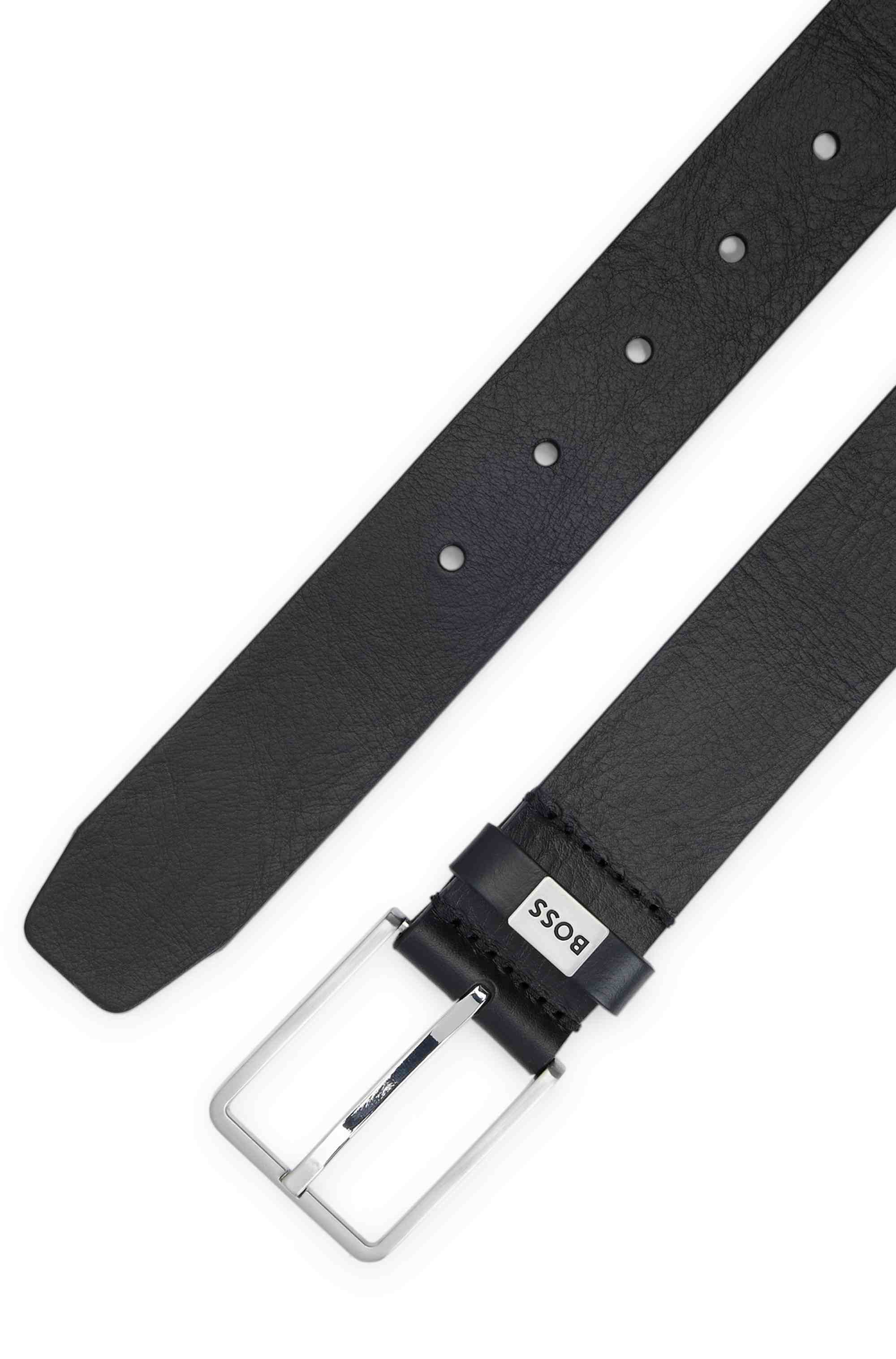 Italian-leather belt with logo keeper