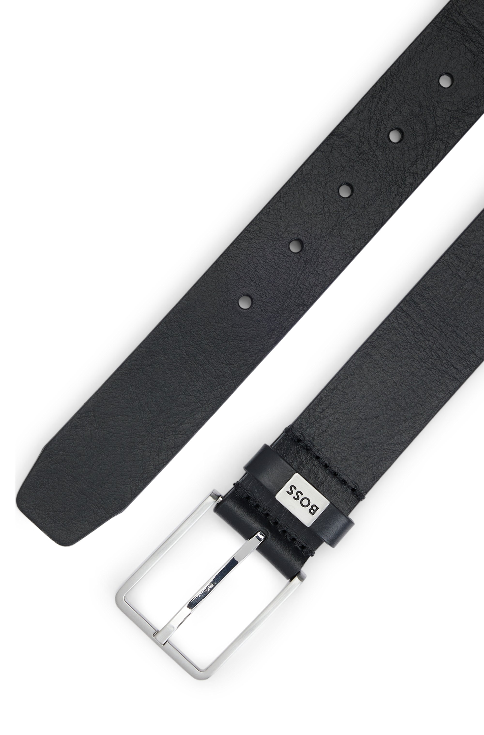 Italian-leather belt with logo keeper