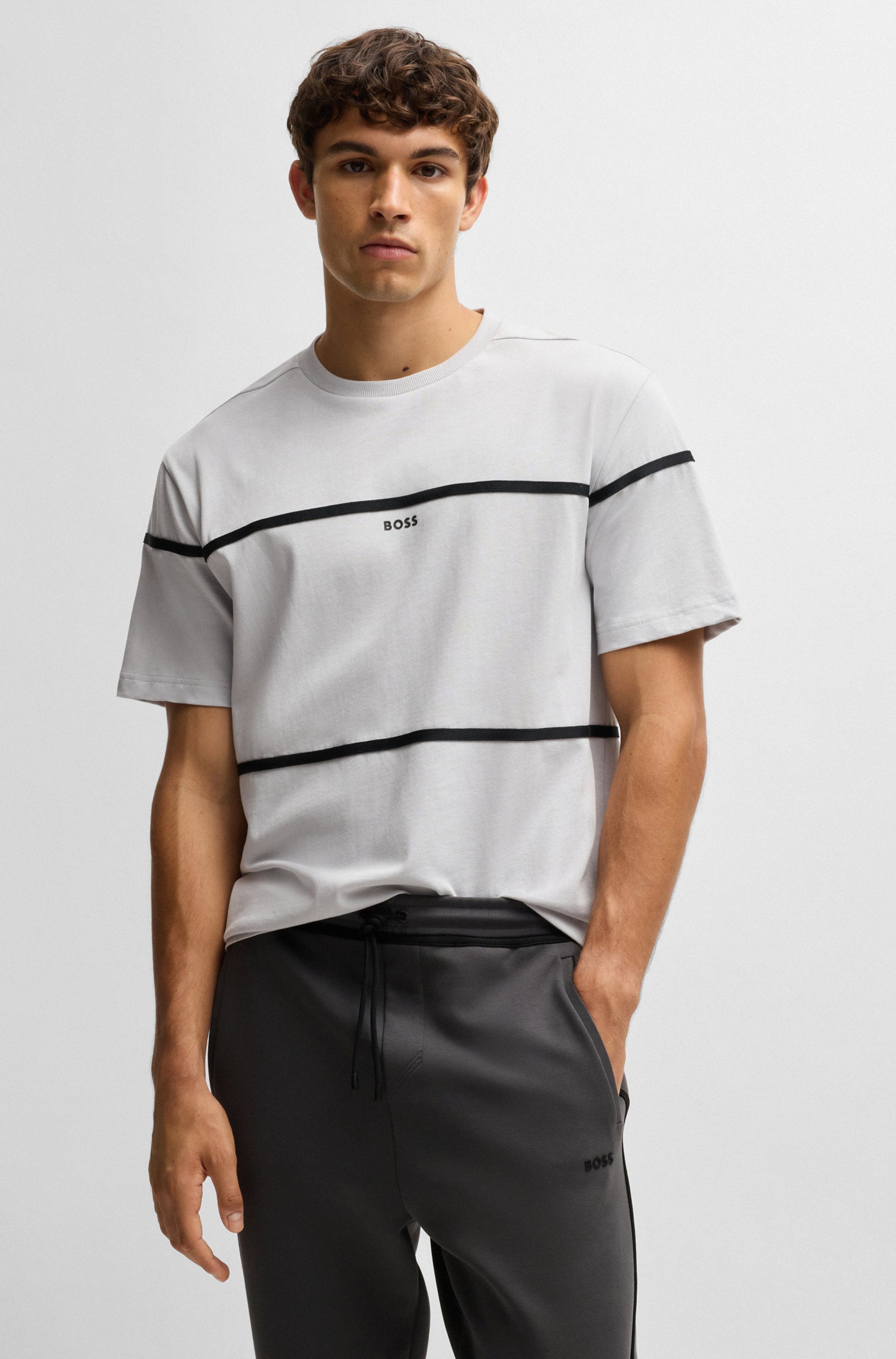 Cotton-blend tracksuit bottoms with tape and logo