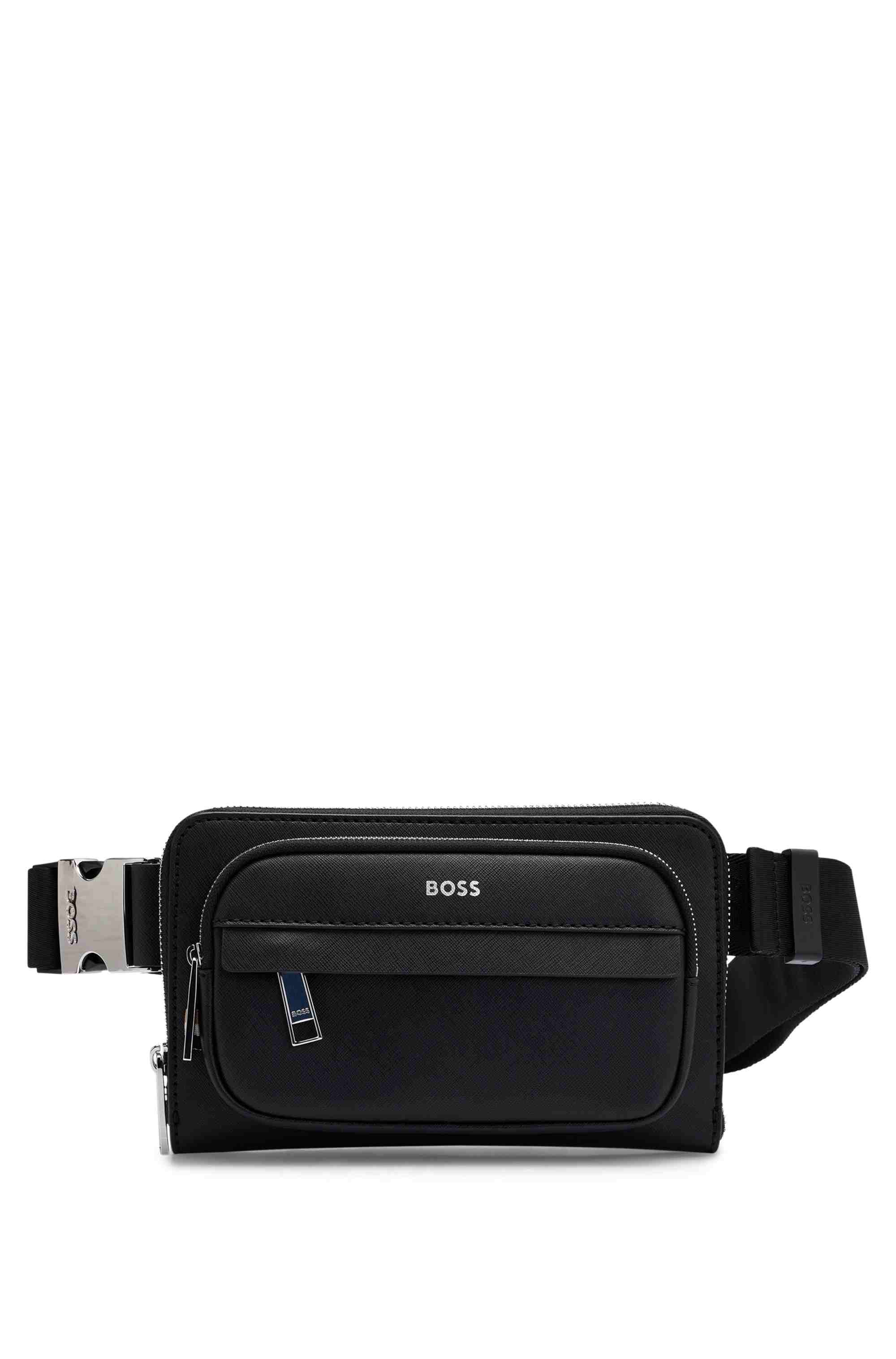 Structured crossbody bag with branded trims