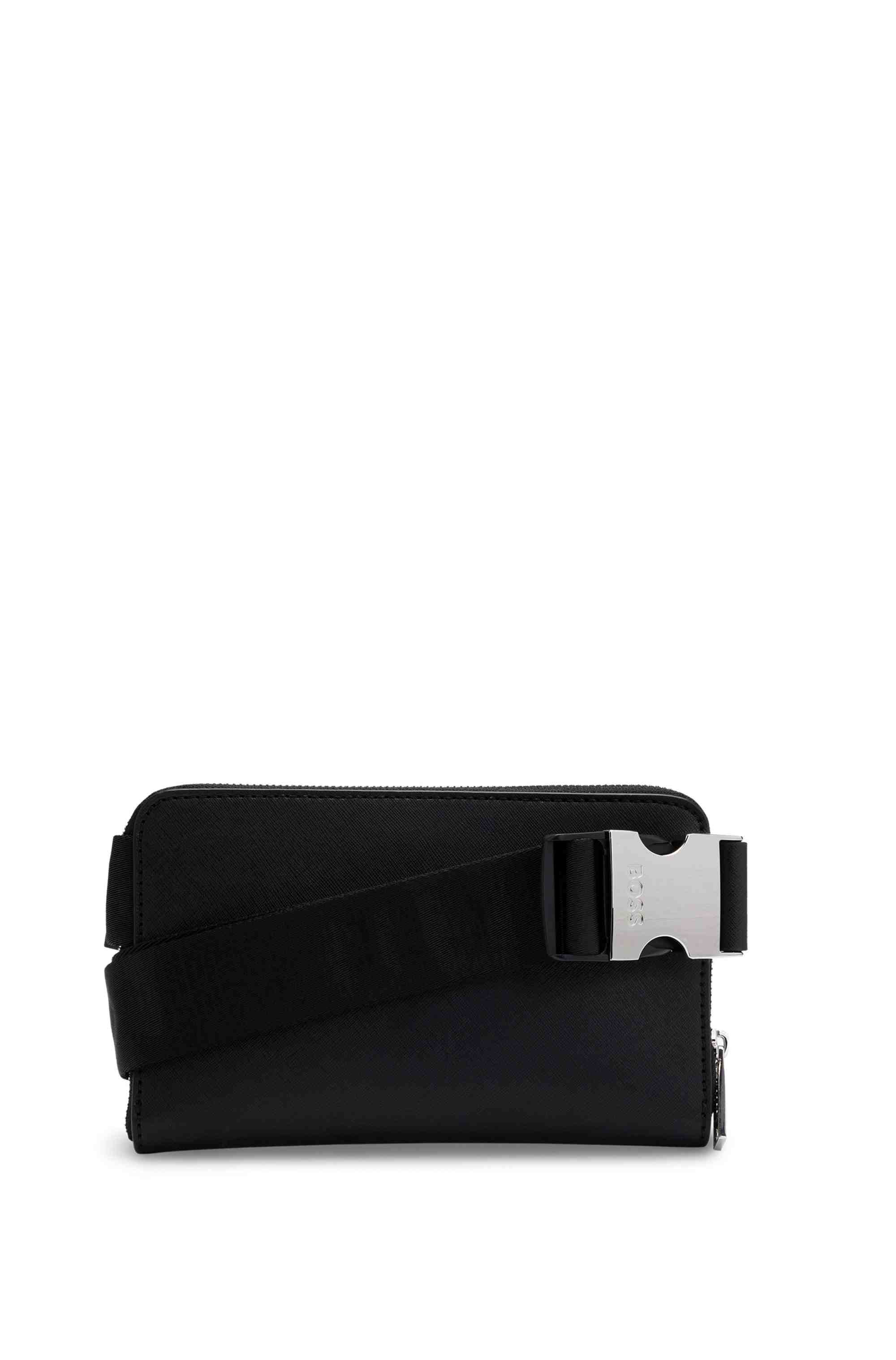 Structured crossbody bag with branded trims